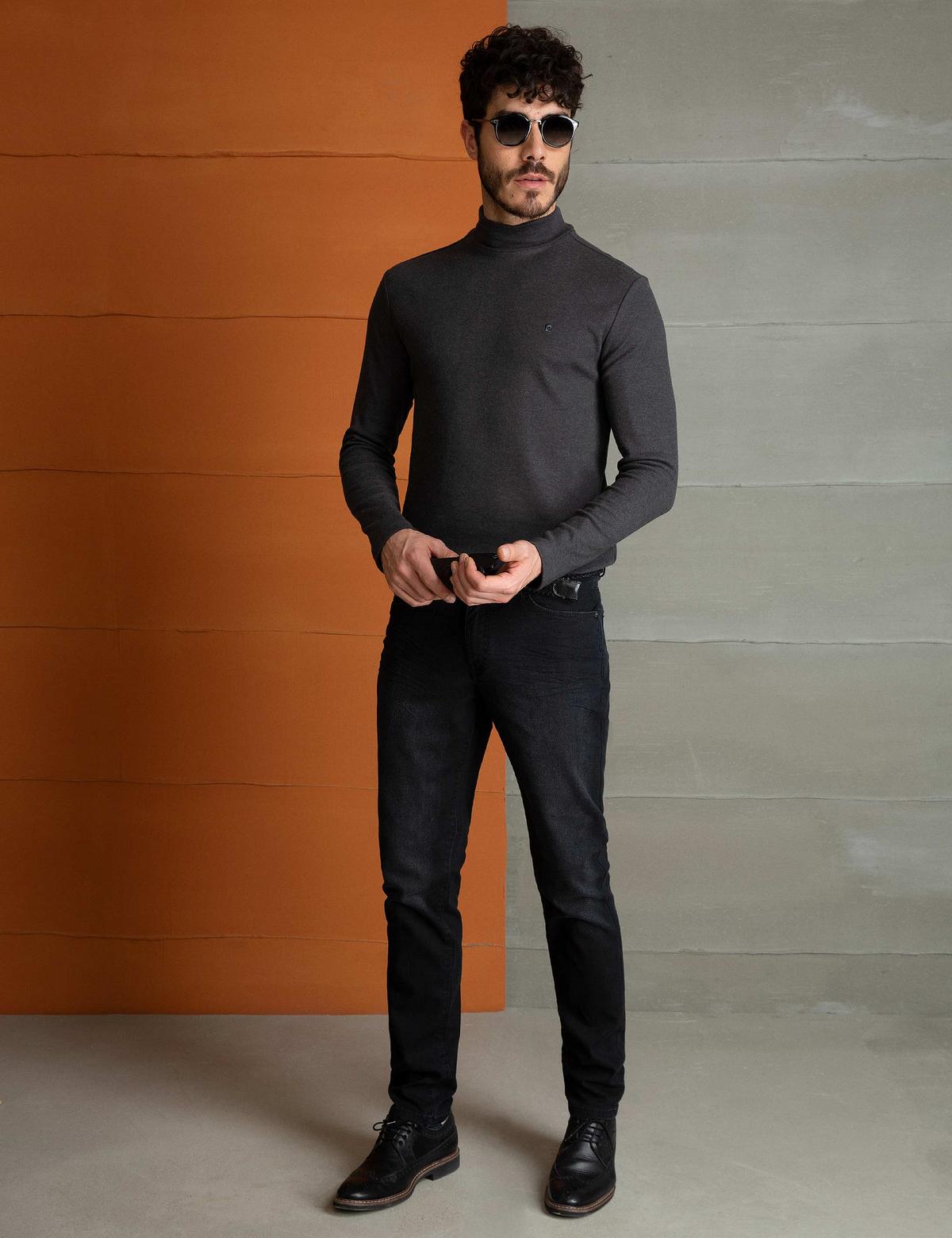 Antrasit Melanj Slim Fit Sweatshirt