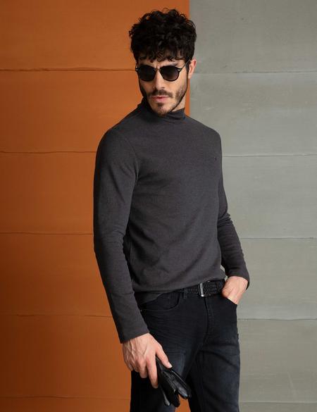 Antrasit Melanj Slim Fit Sweatshirt - 50195346009