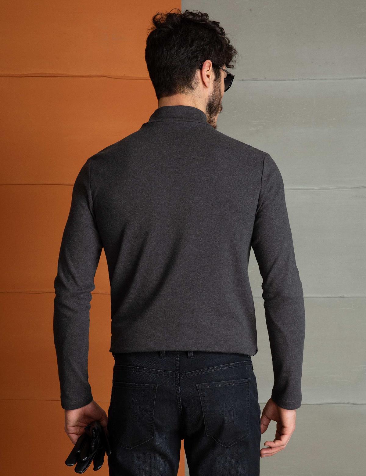 Antrasit Melanj Slim Fit Sweatshirt - 50195346009