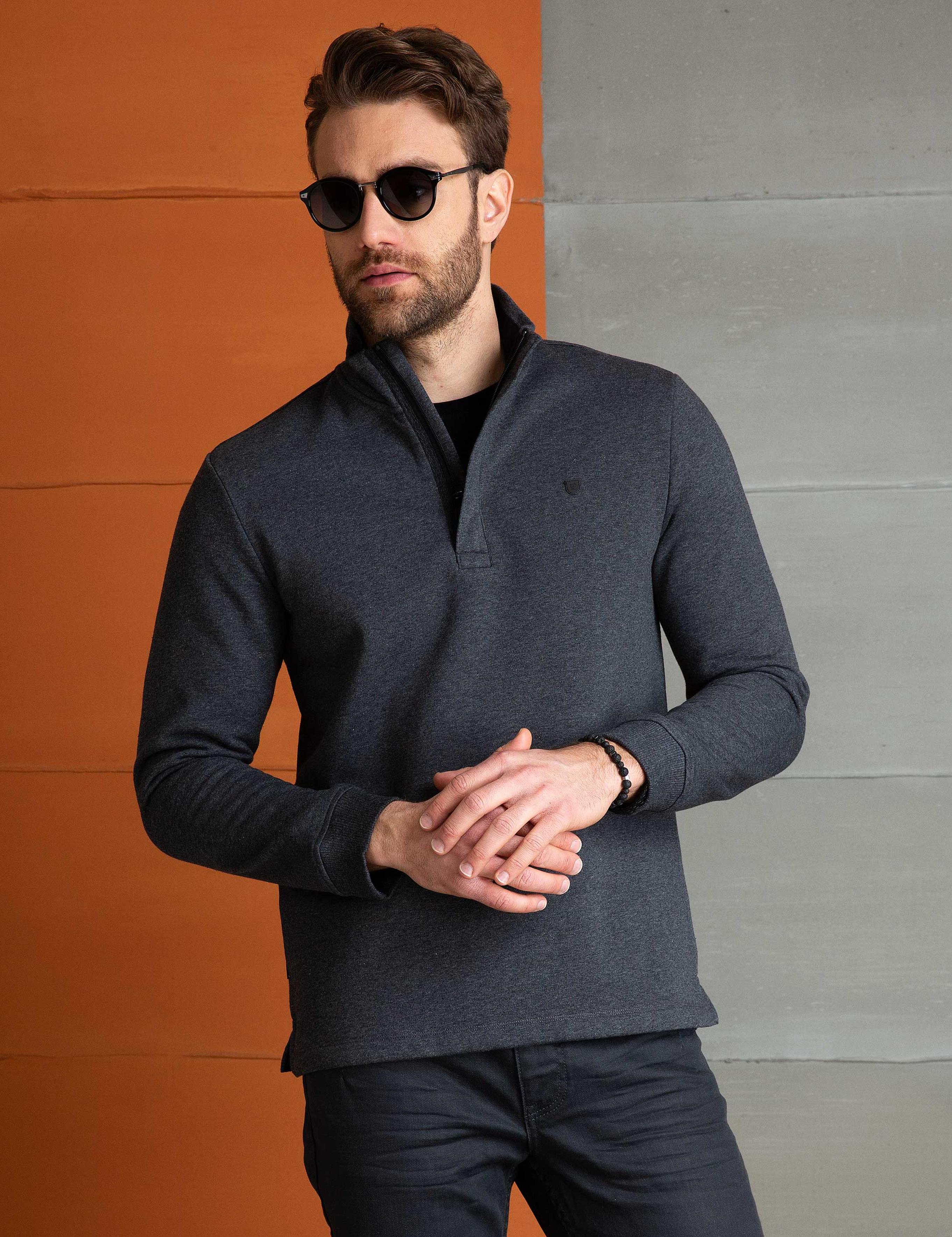 Antrasit Melanj Standart Fit Sweatshirt