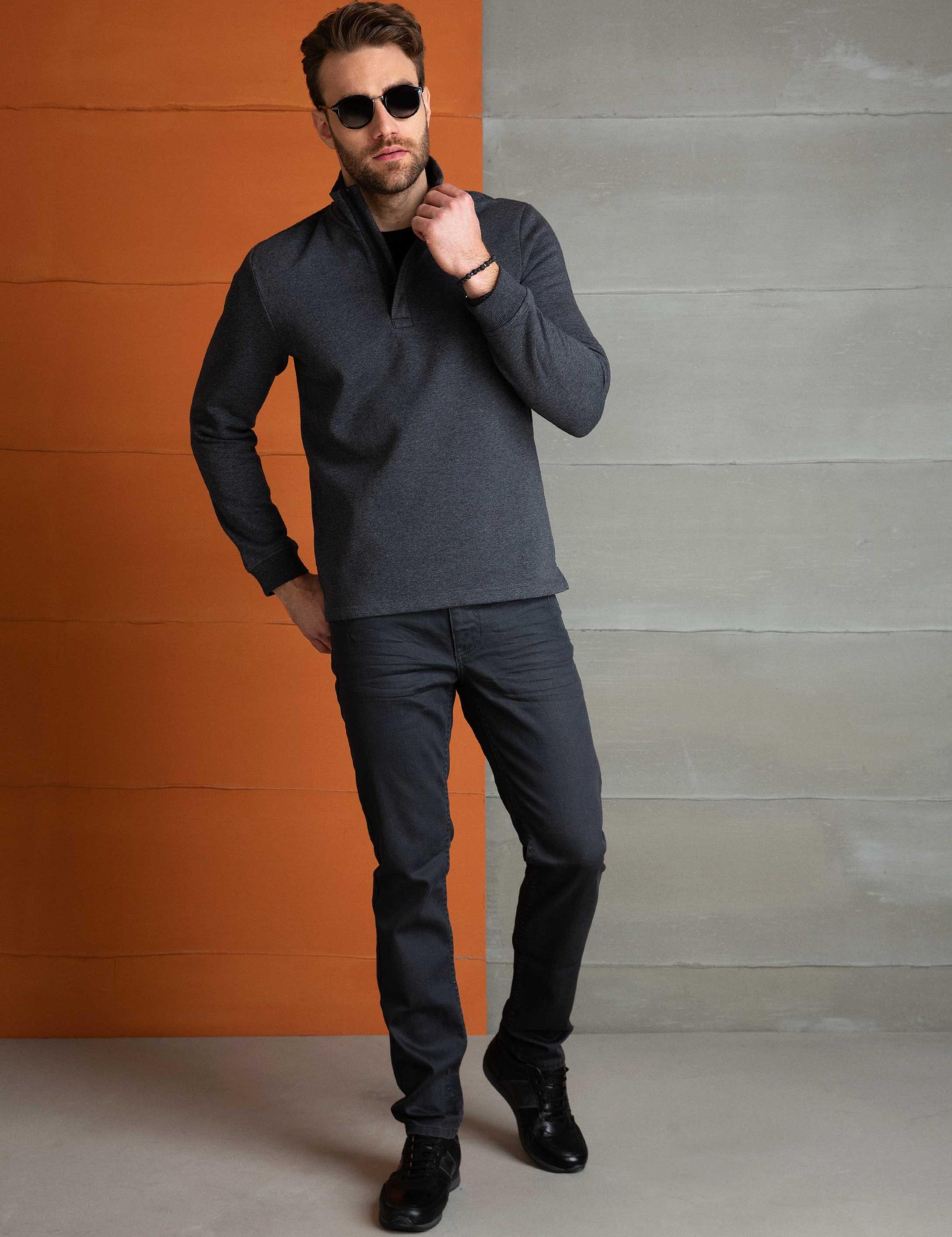 Antrasit Melanj Standart Fit Sweatshirt