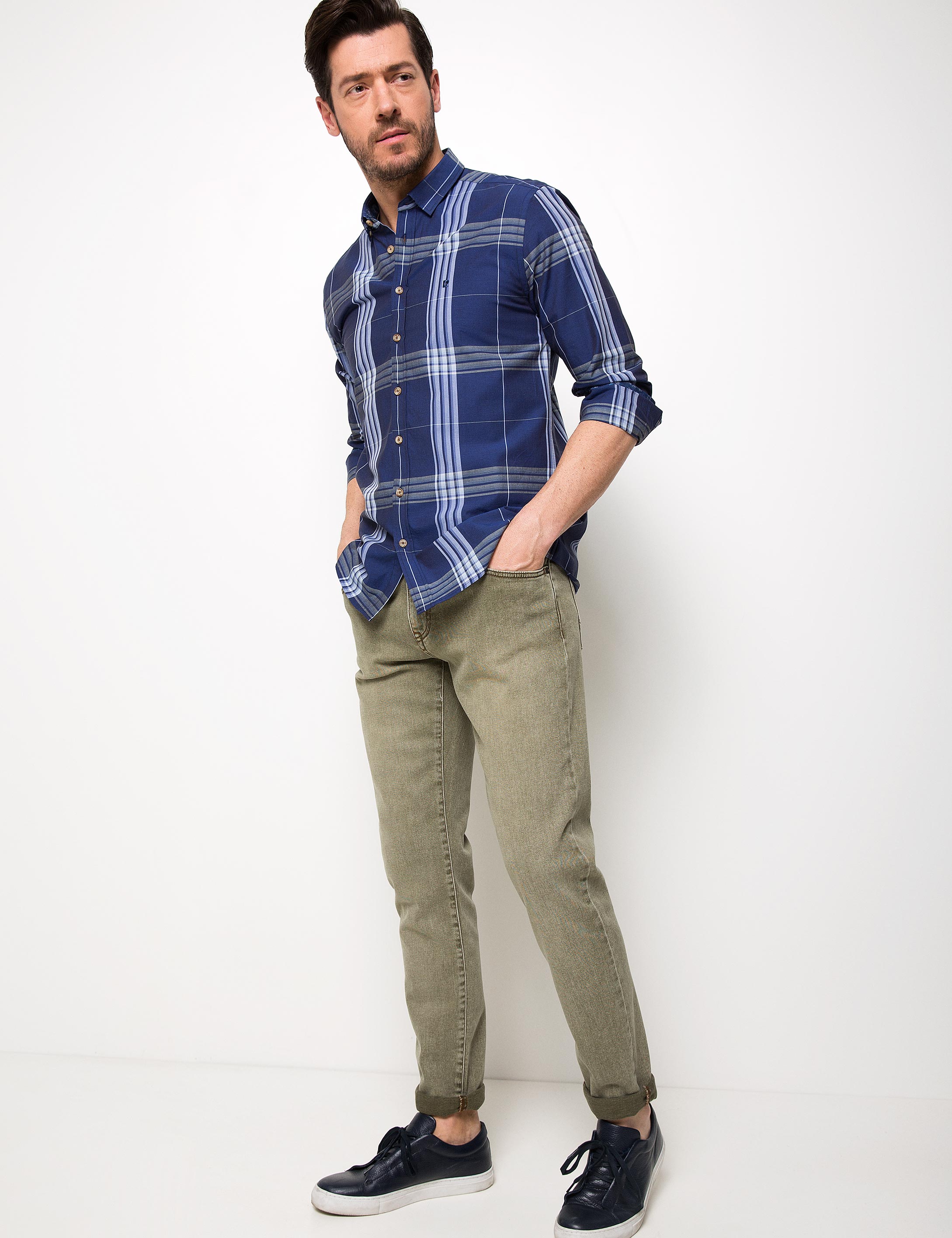 Yeşil Slim Denim Pantolon - Image 1