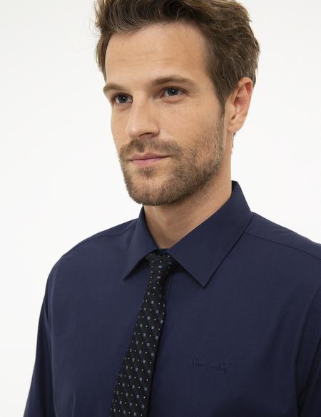 Lacivert Slim Fit Uzun Kollu Klasik Gömlek - 50207626028