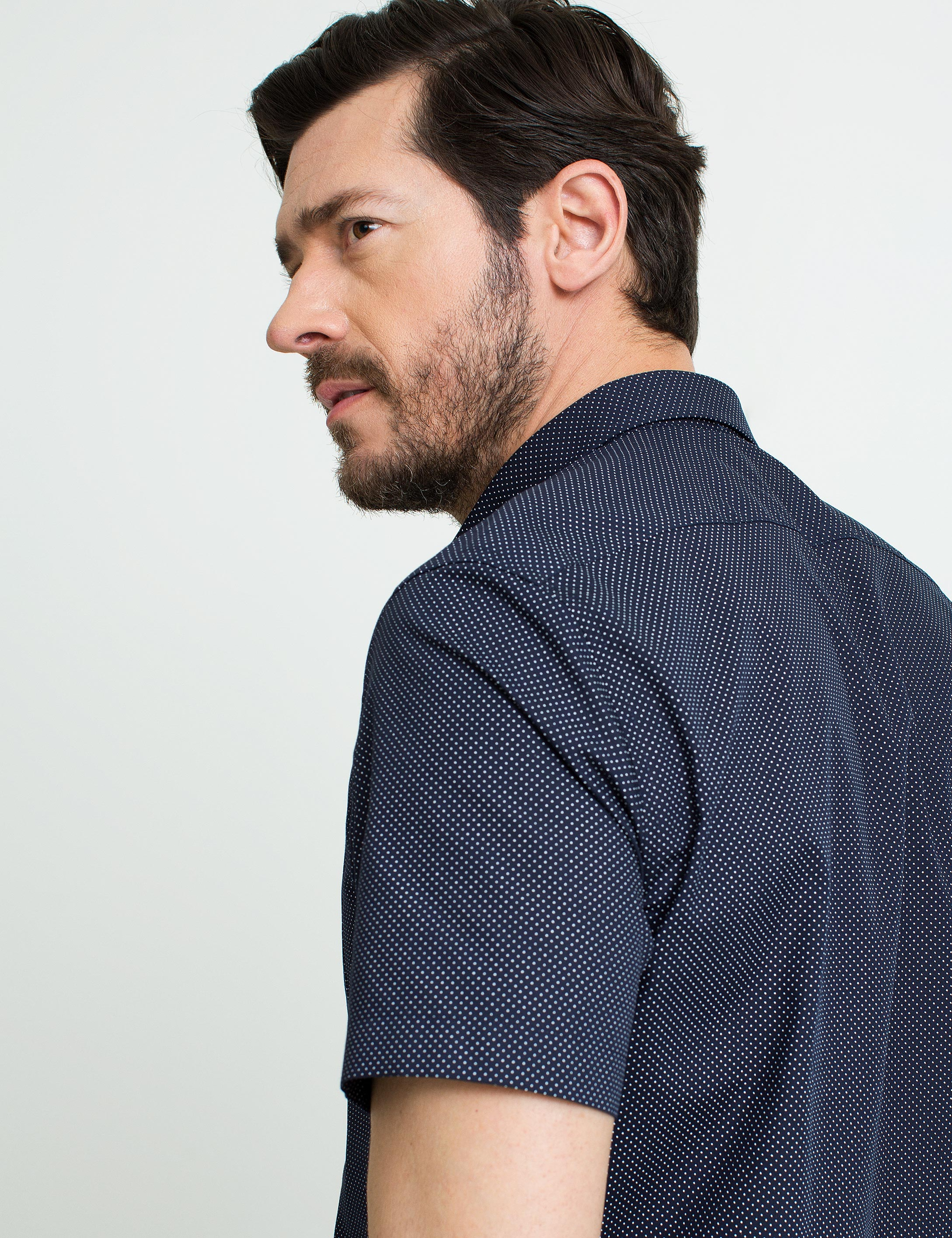 Lacivert Regular Fit Kısa Kollu Gömlek