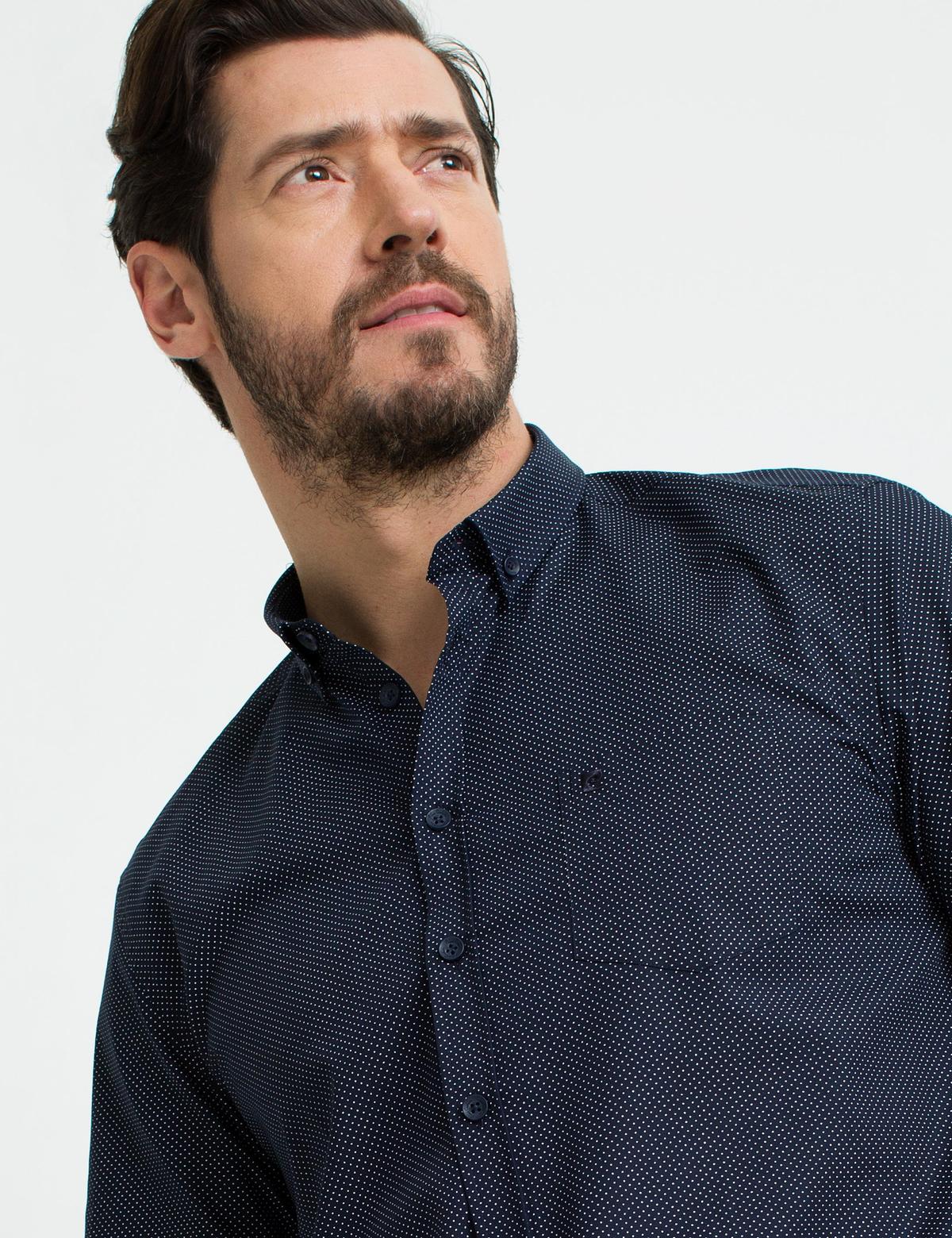 Lacivert Regular Fit Kısa Kollu Gömlek