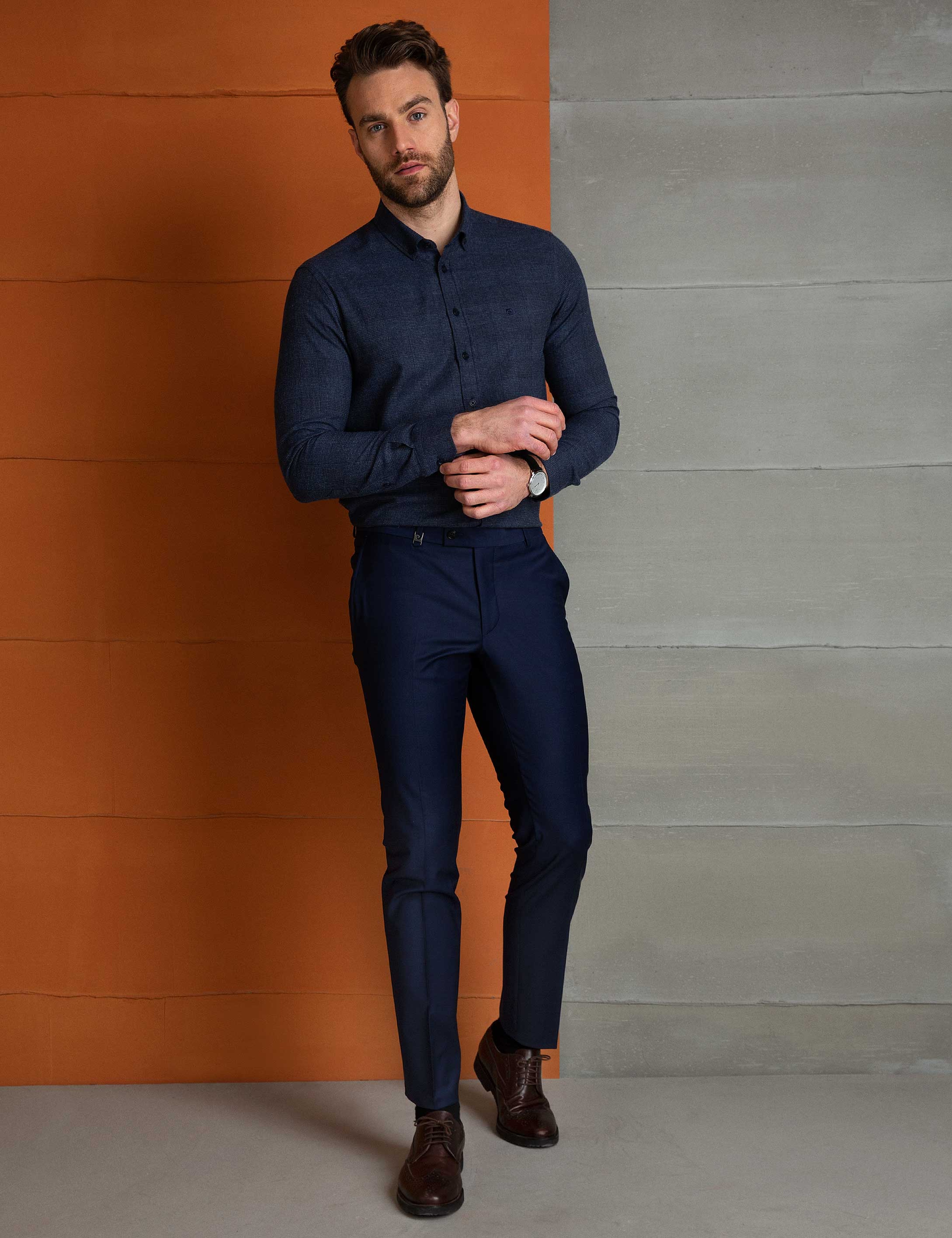 Lacivert Slim Fit Gömlek - Image 3
