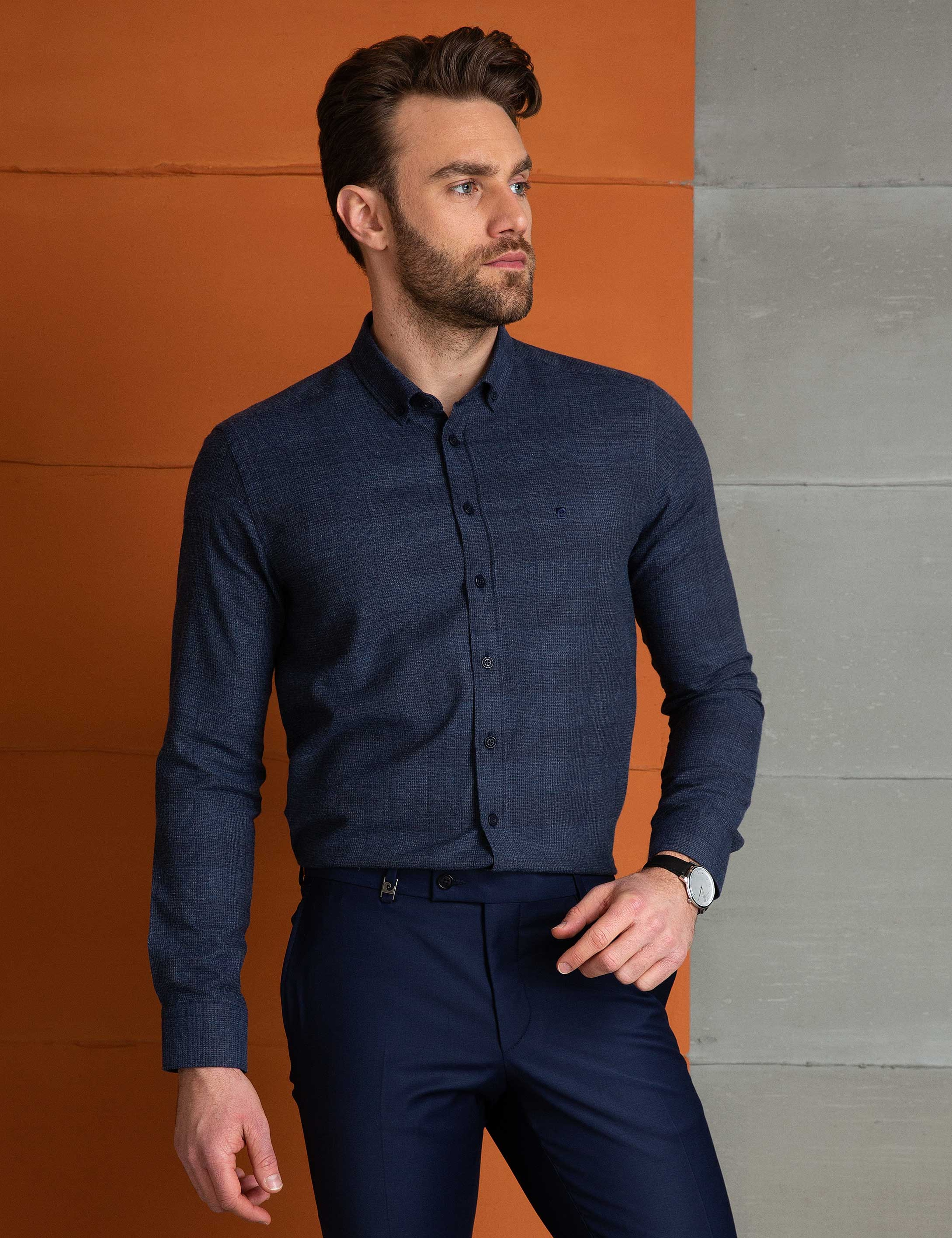 Lacivert Slim Fit Gömlek - Image 1