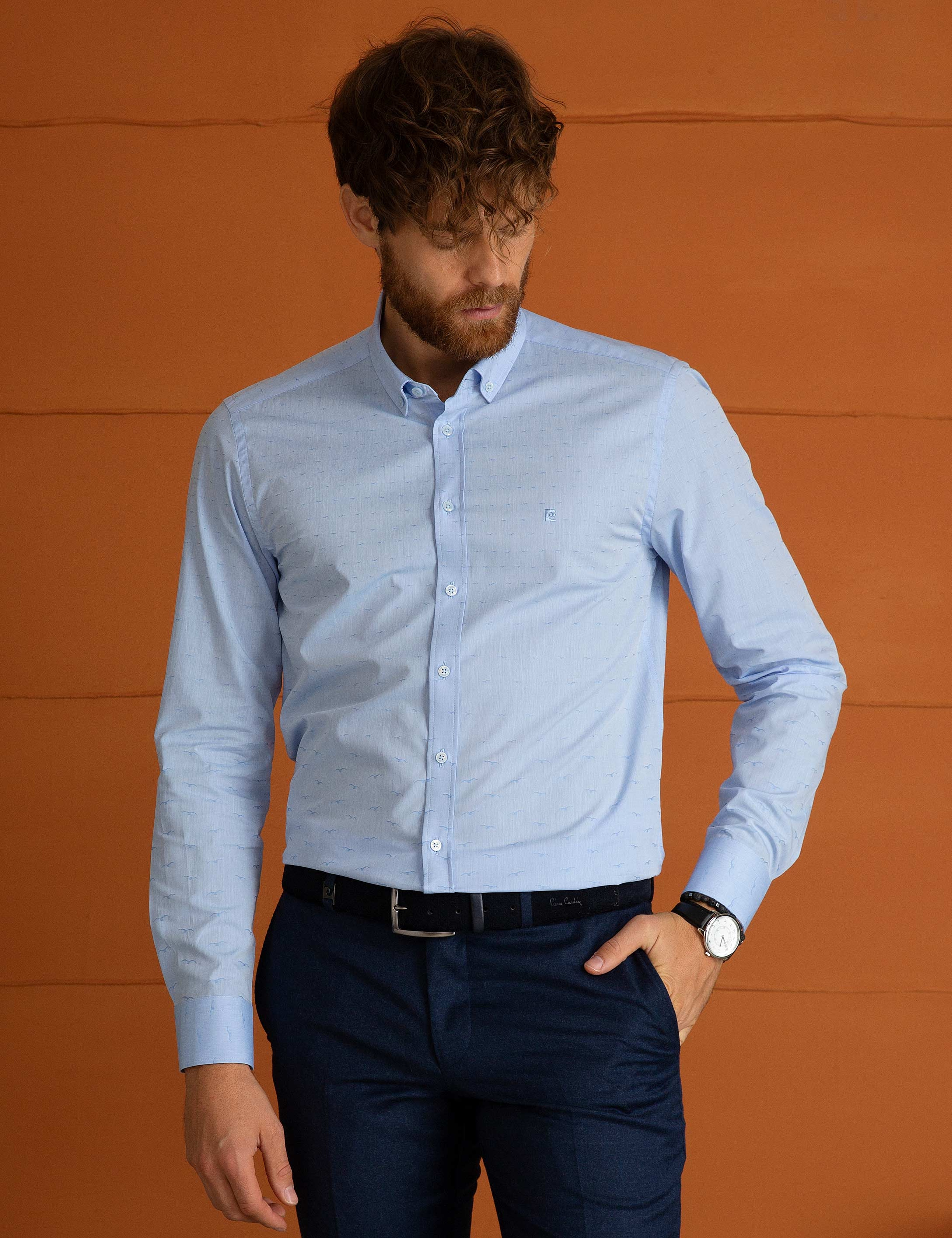 Açık Mavi Slim Fit Gömlek - Image 2