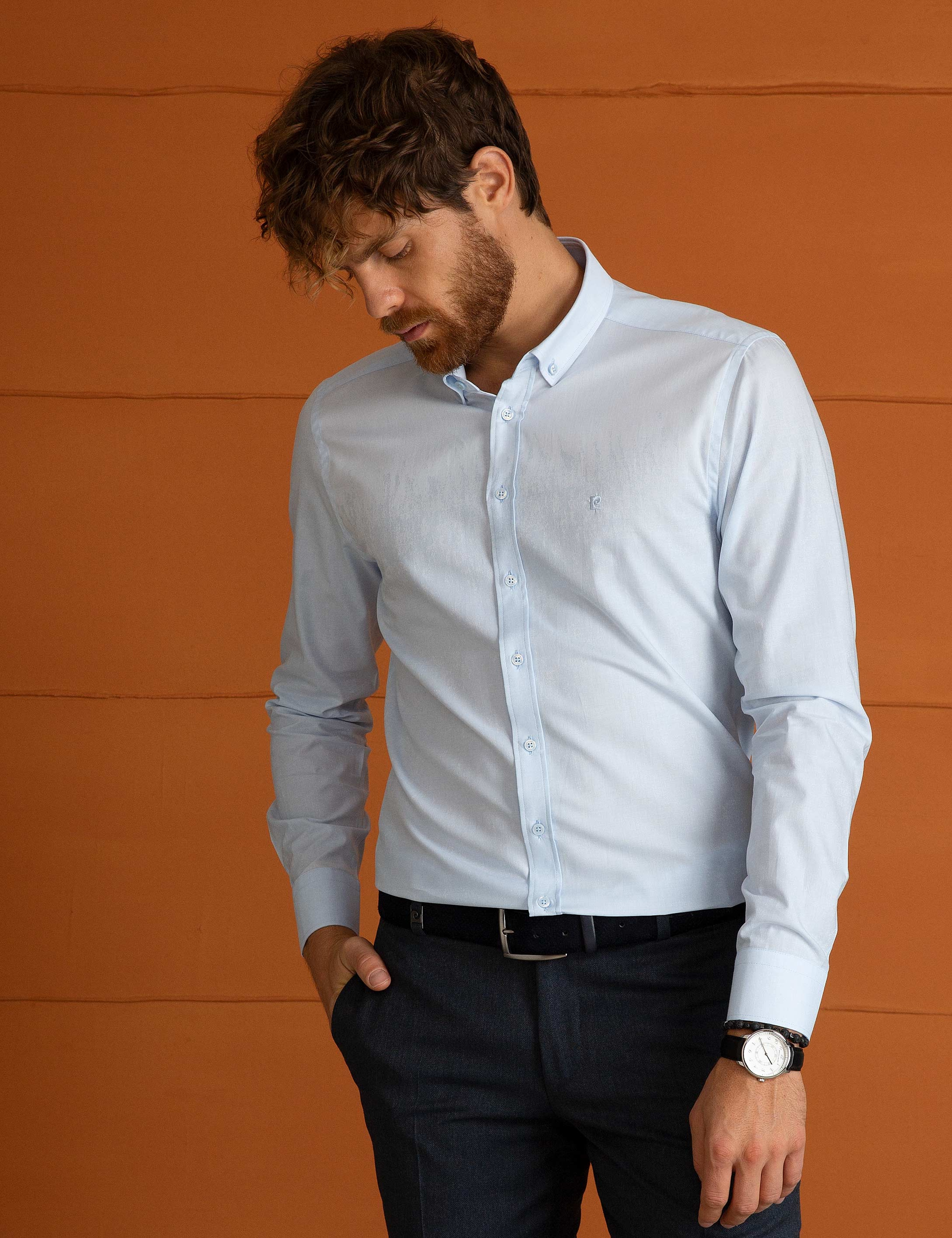 Açık Mavi Slim Fit Gömlek - Image 2