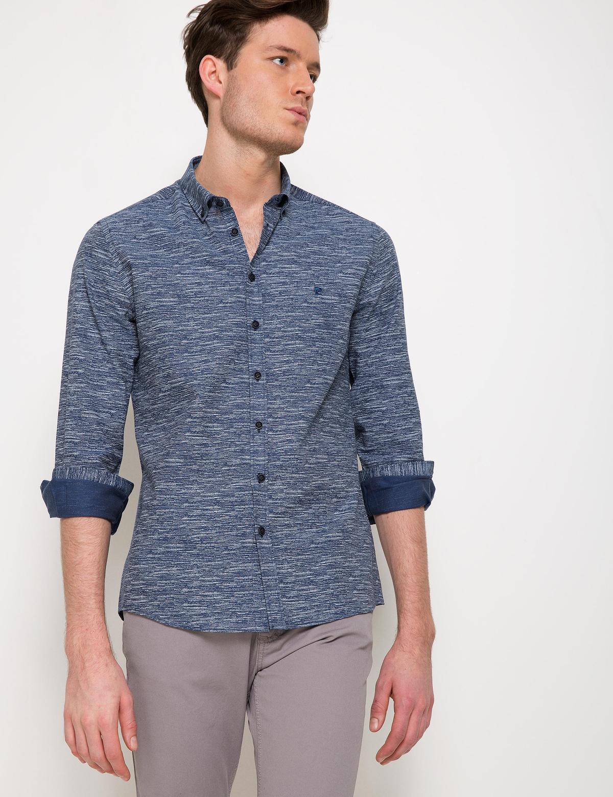 Slim Lacivert Gömlek