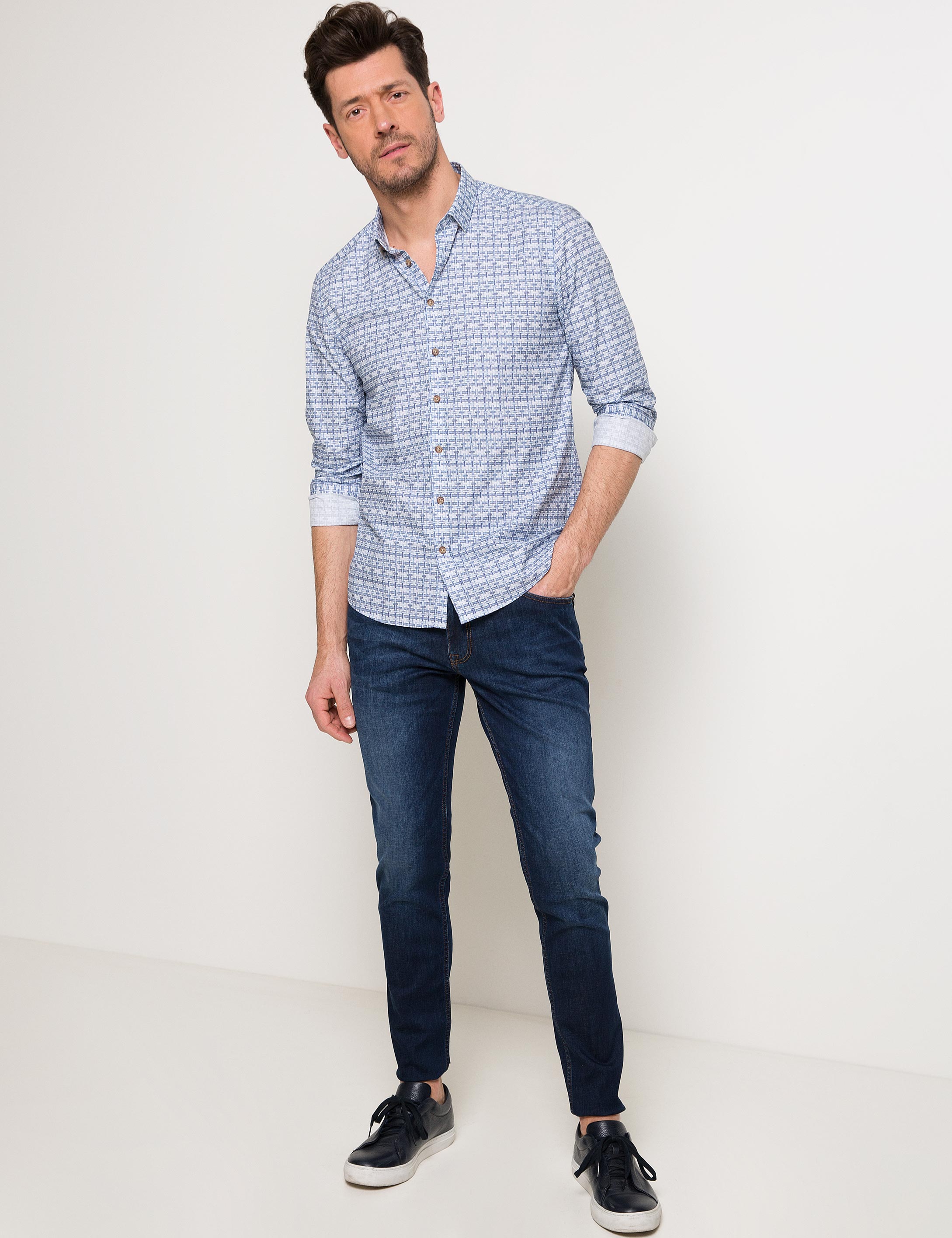 Mavi Slim Fit Gömlek - Image 2