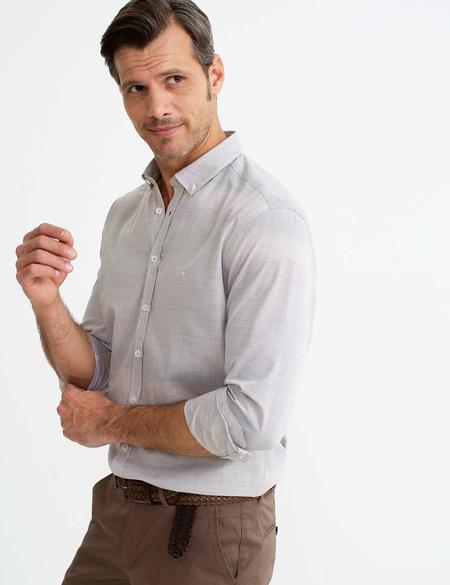 Bej Slim Fit Uzun Kollu Gömlek - 50187573010