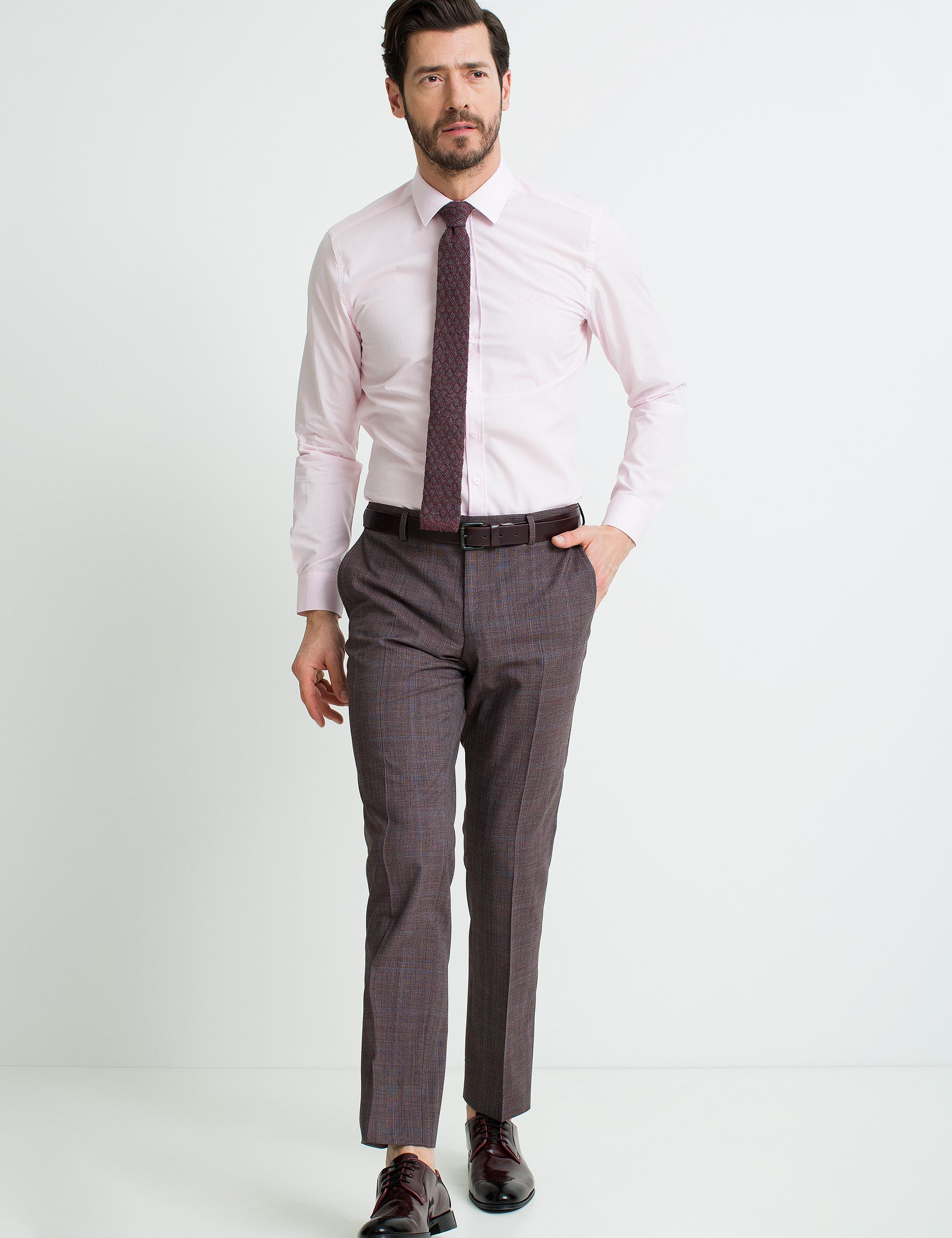 Pembe Slim Fit Uzun Kollu Basic Gömlek