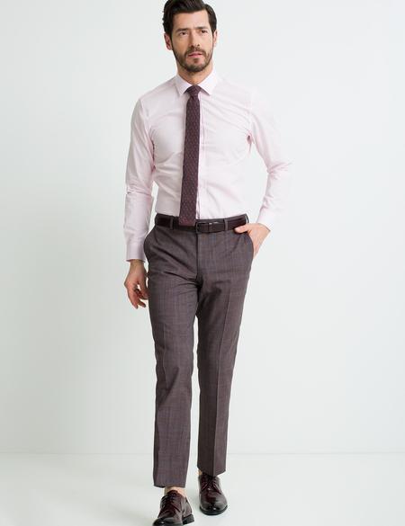 Pembe Slim Fit Uzun Kollu Basic Gömlek - 50189517055