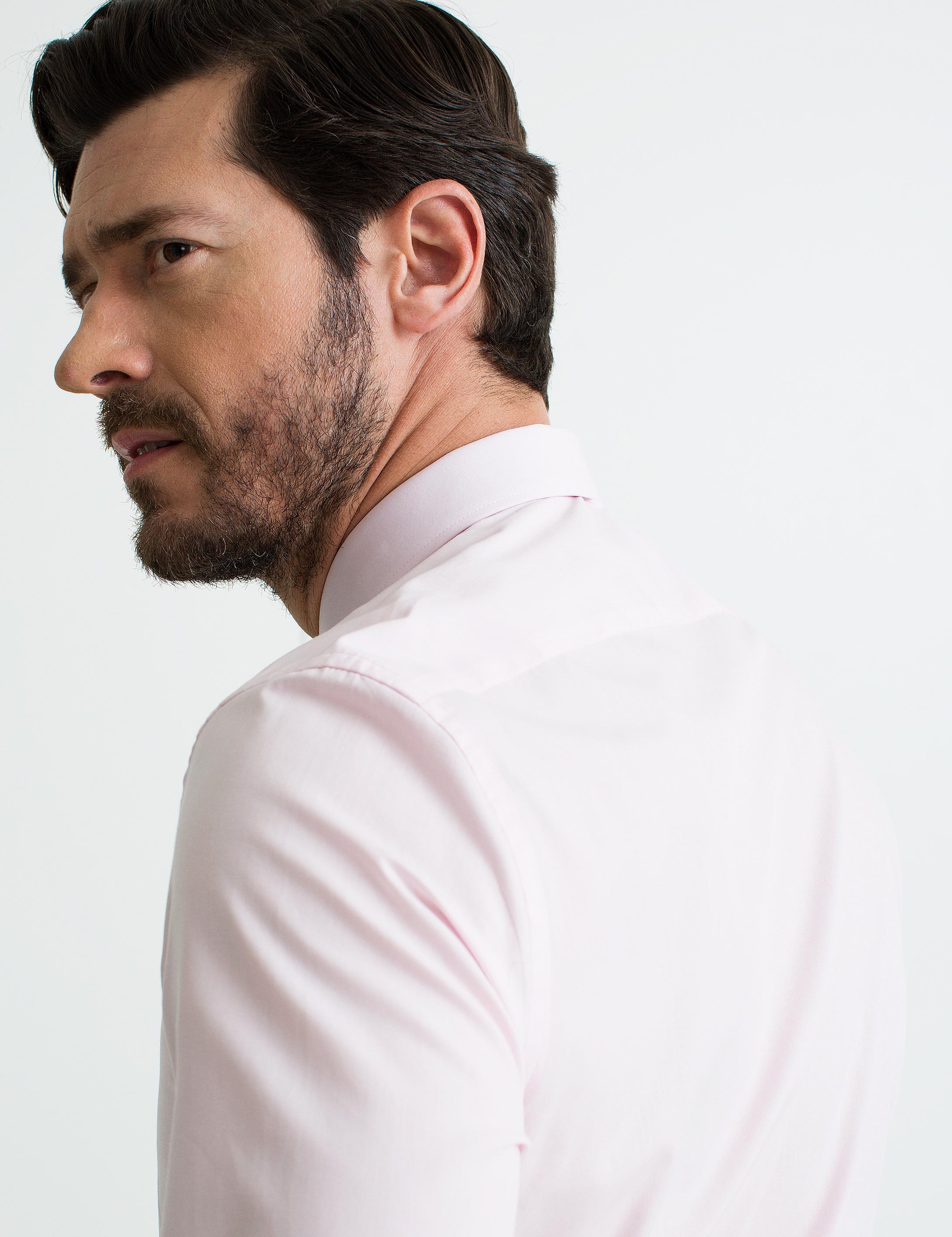 Pembe Slim Fit Uzun Kollu Basic Gömlek - Image 3