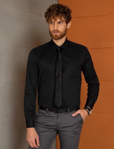 Siyah Regular Fit Basic Gömlek - 50197132019