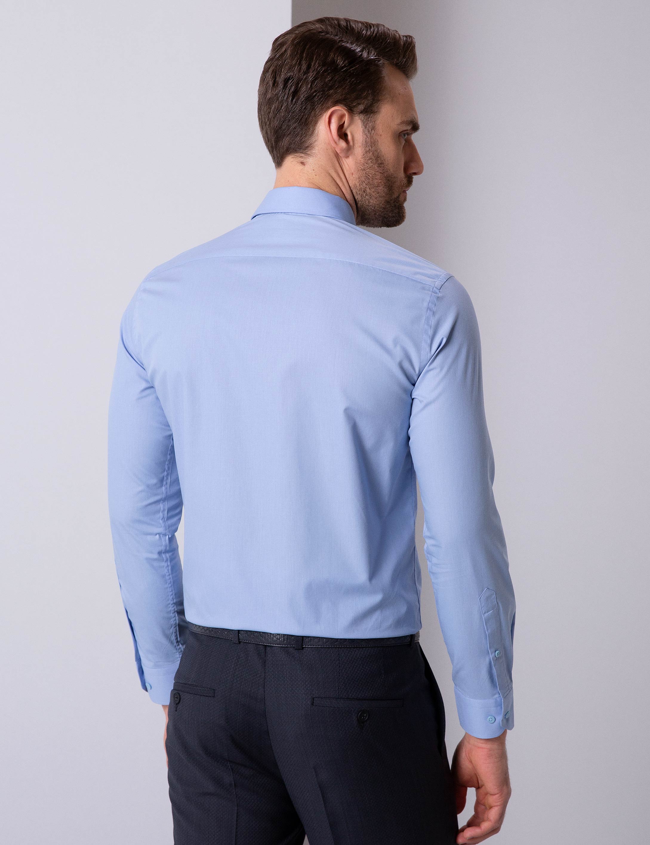 Mavi Slim Fit Uzun Kollu Basic Gömlek