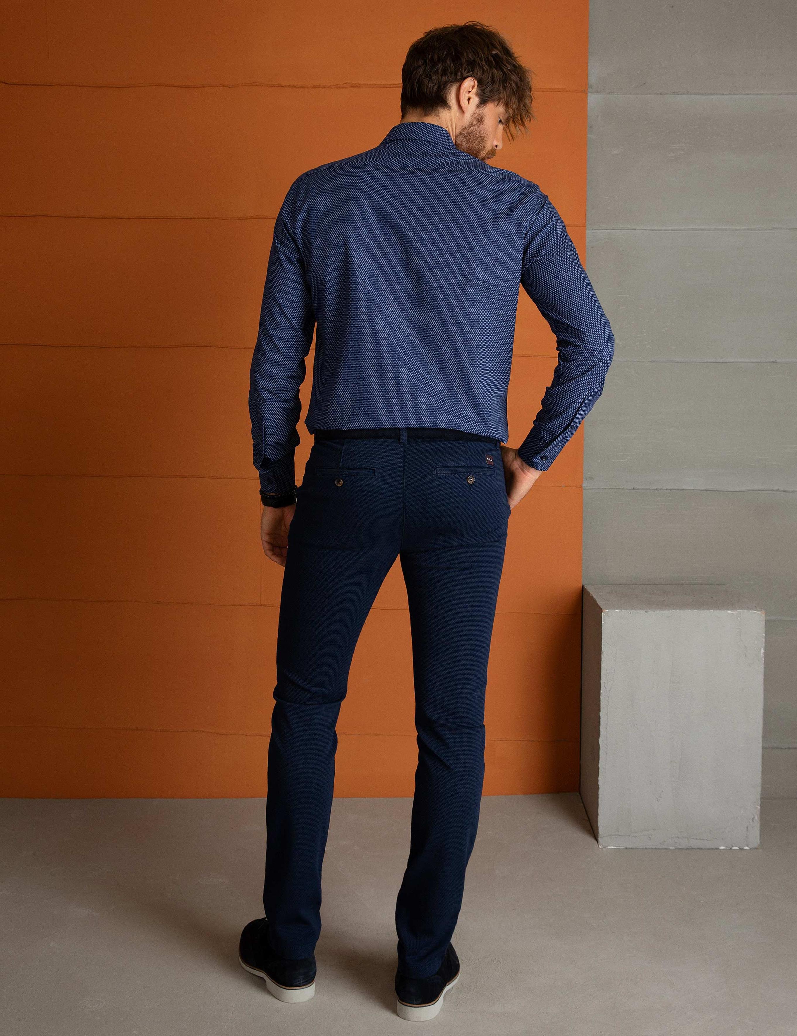 Lacivert Slim Fit Chino Pantolon
