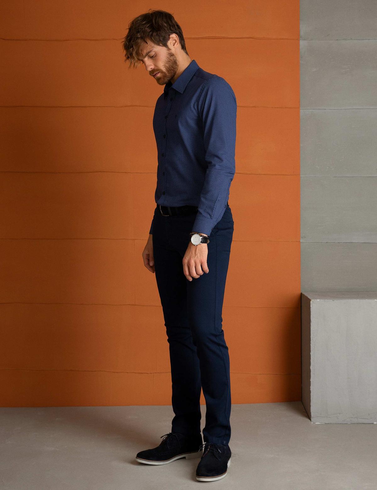 Lacivert Slim Fit Chino Pantolon - 50193369003