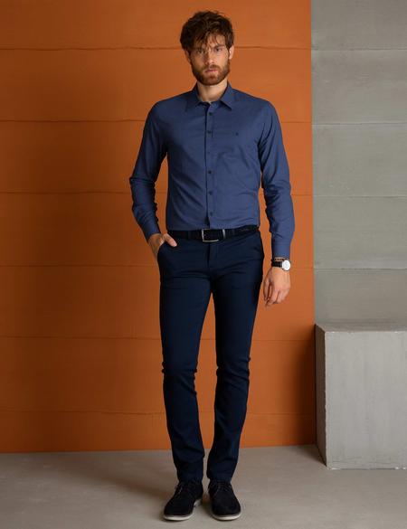 Lacivert Slim Fit Chino Pantolon - 50193369003