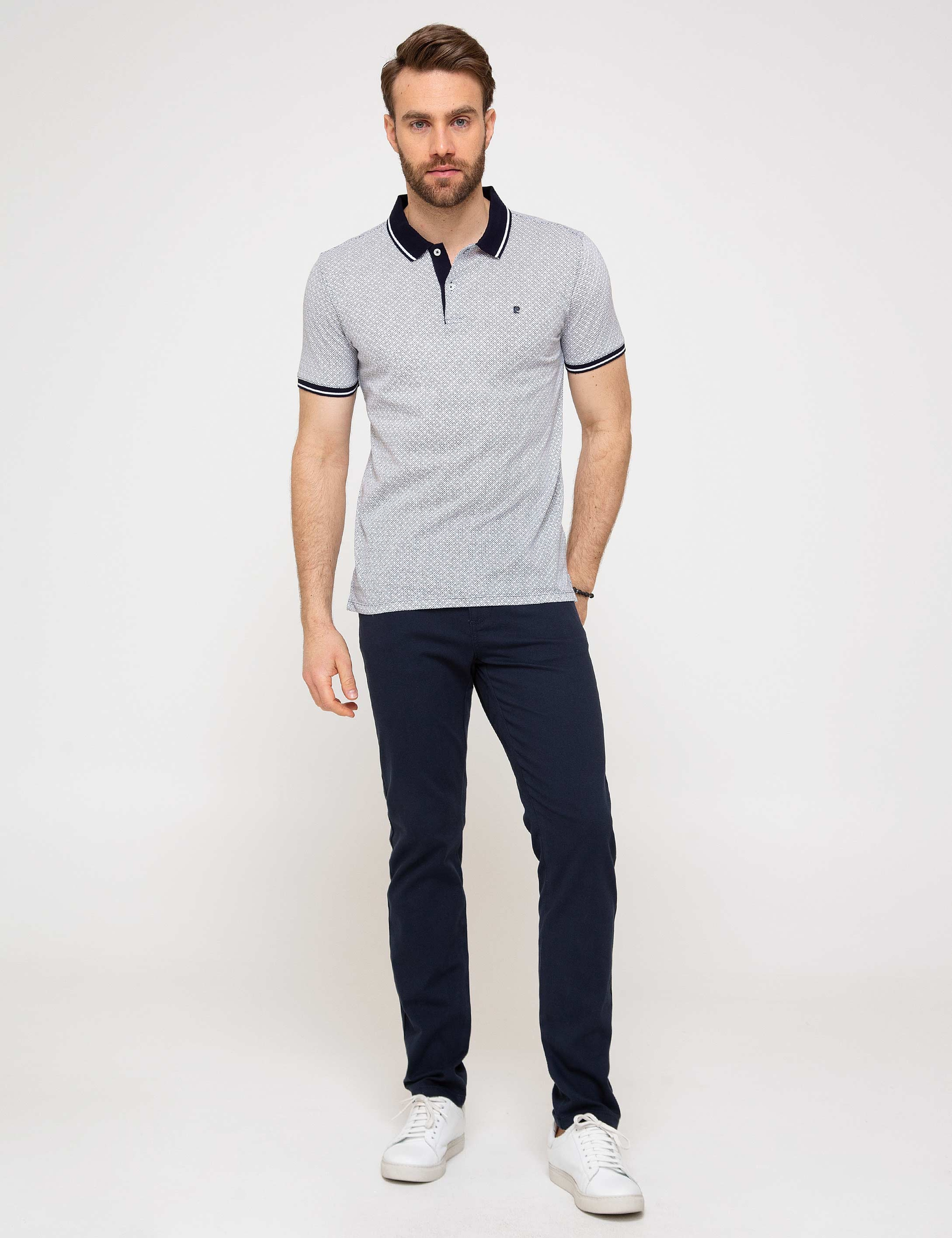Lacivert Slim Fit Chino Pantolon - Image 1