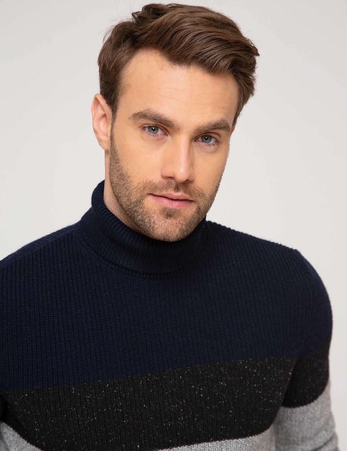 Lacivert Slim Fit Kazak