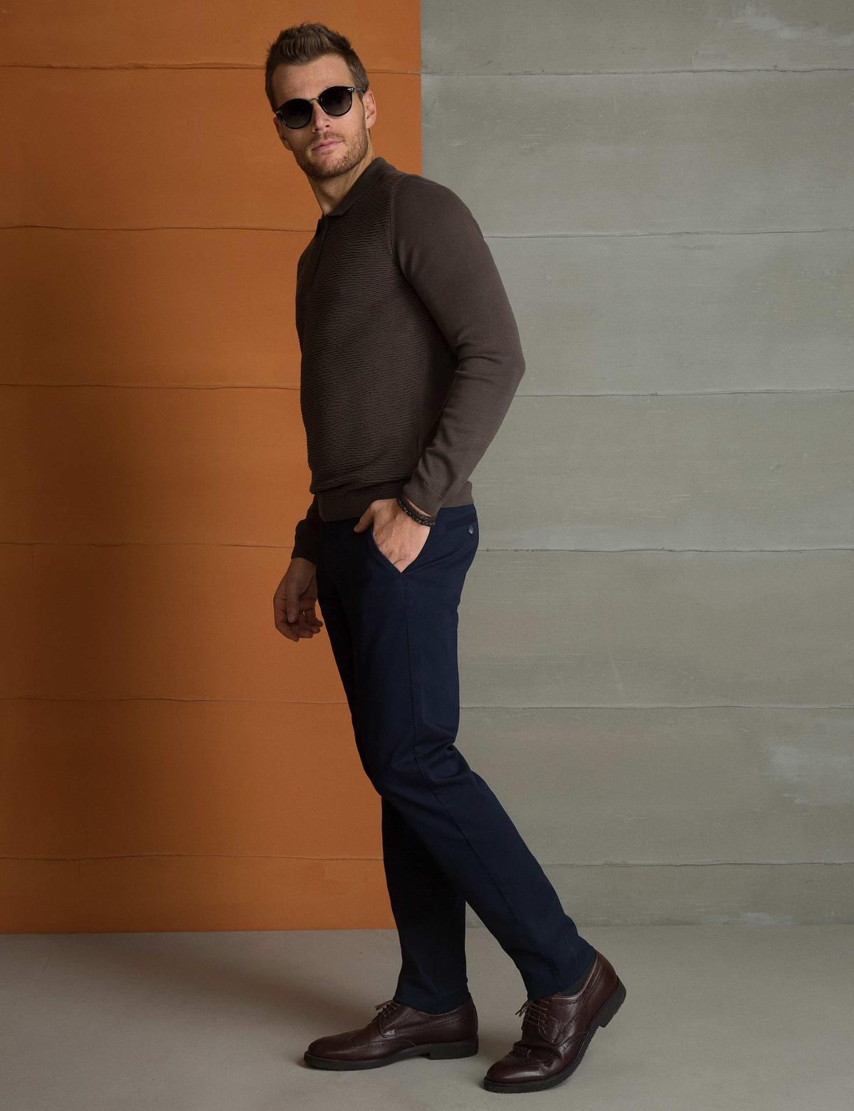 Lacivert Slim Fit Kanvas Pantolon - 50193367003