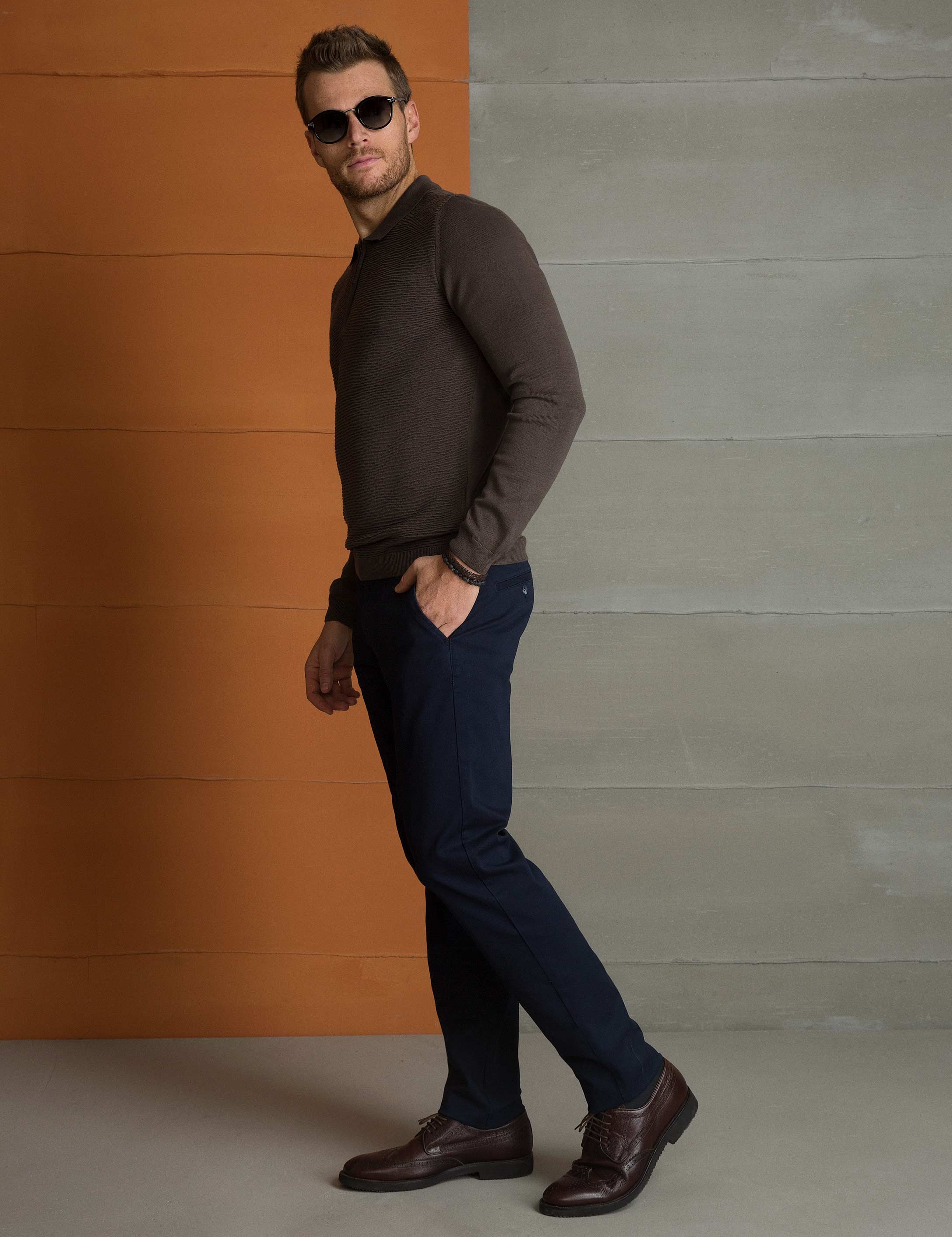 Lacivert Slim Fit Chino Pantolon - Image 2