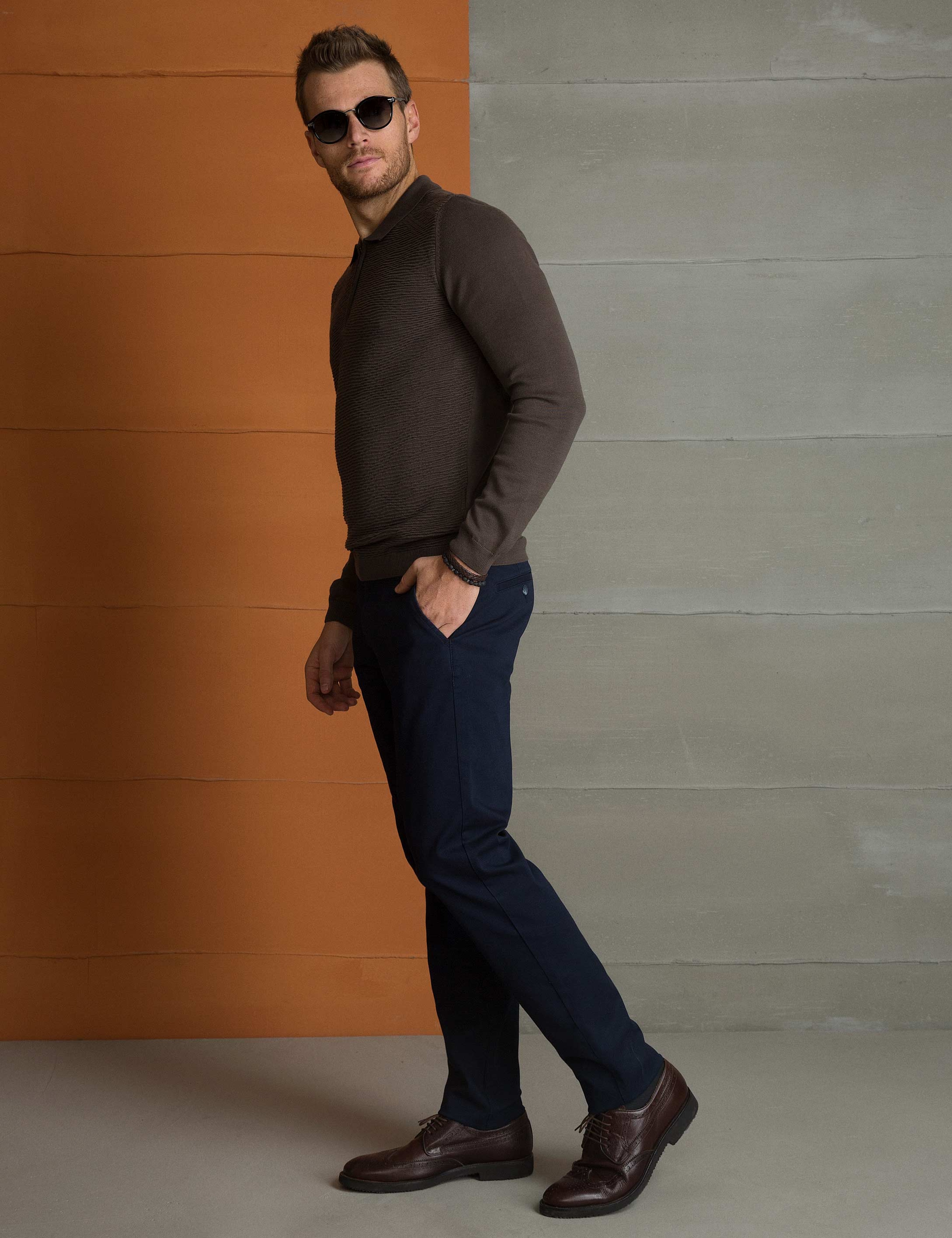 Lacivert Slim Fit Chino Pantolon