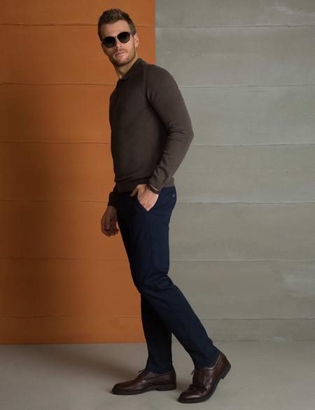 Lacivert Slim Fit Kanvas Pantolon - 50193367003