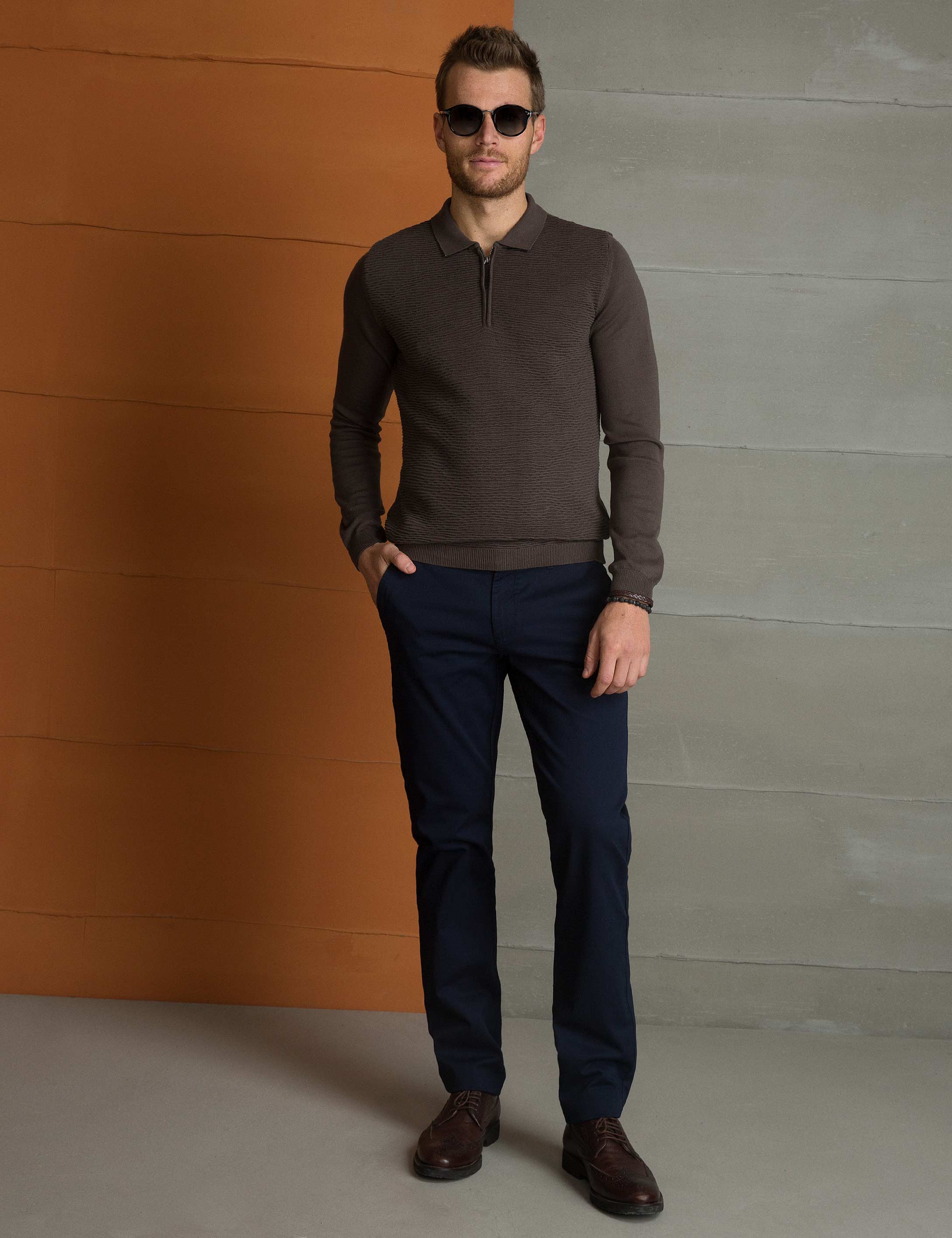Lacivert Slim Fit Chino Pantolon