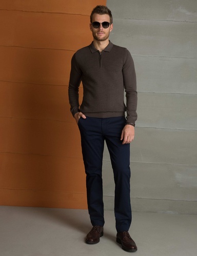 Lacivert Slim Fit Chino Pantolon