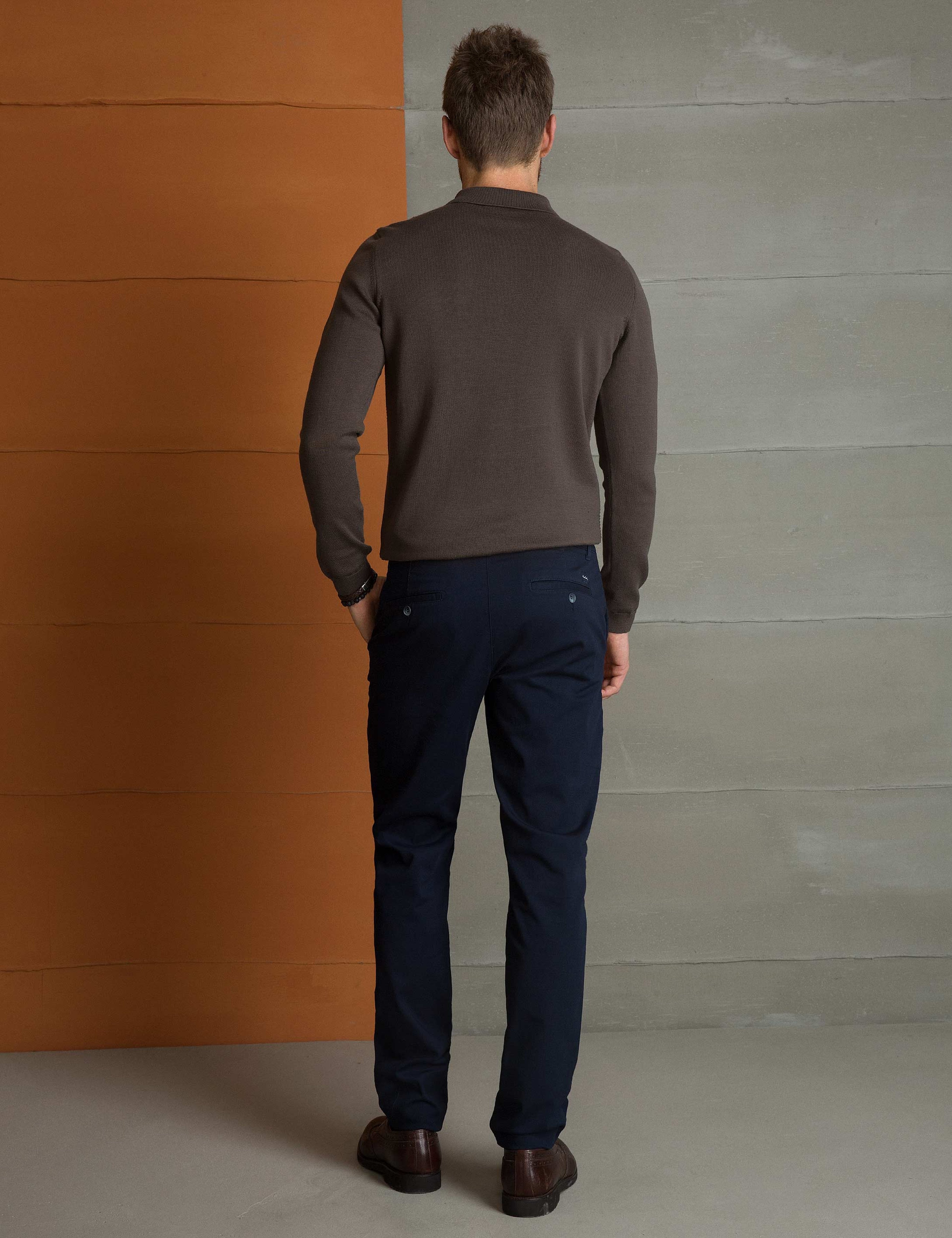 Lacivert Slim Fit Chino Pantolon - Image 3