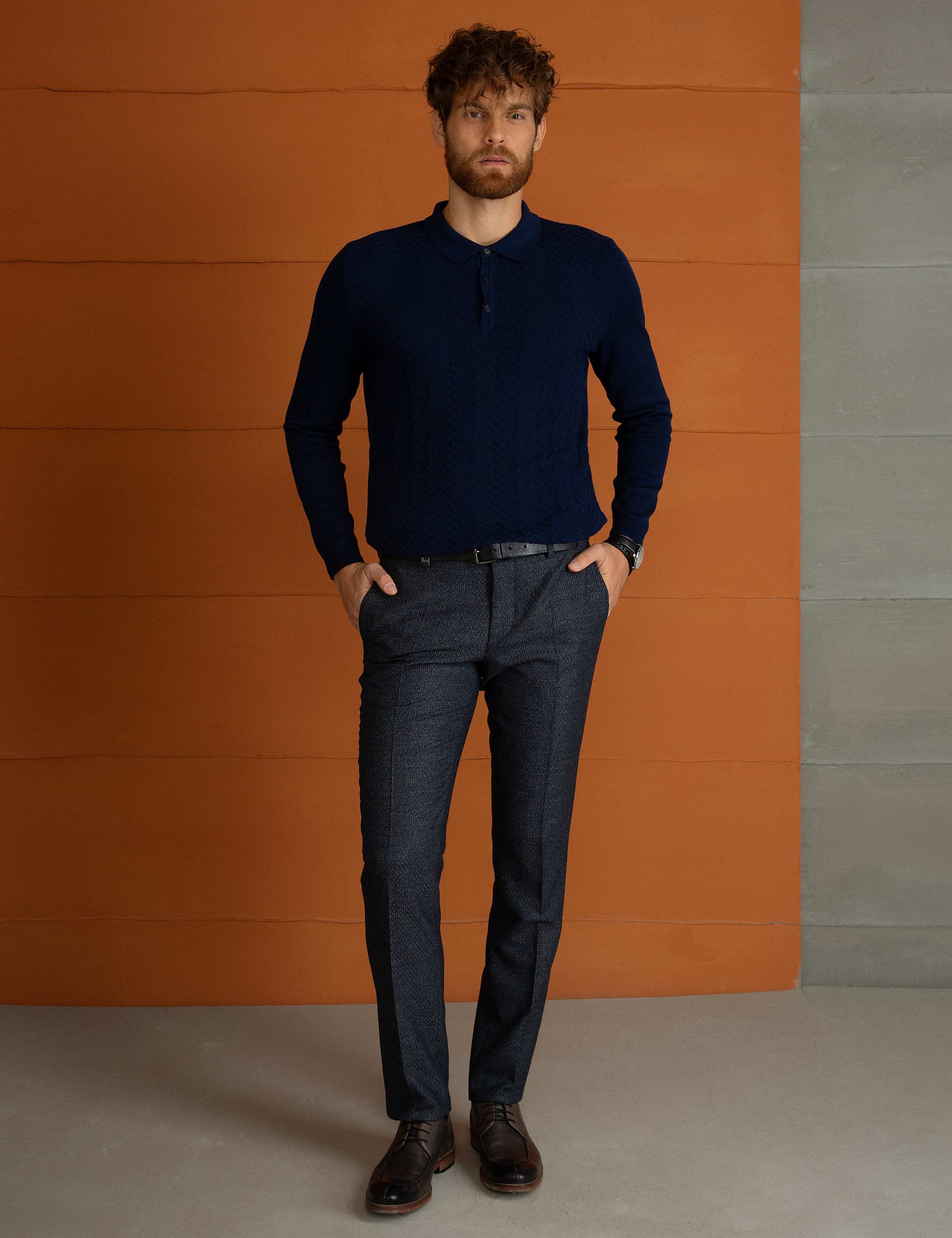 Lacivert Slim Fit Kazak