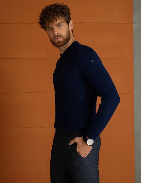 Lacivert Slim Fit Kazak - 50193398043