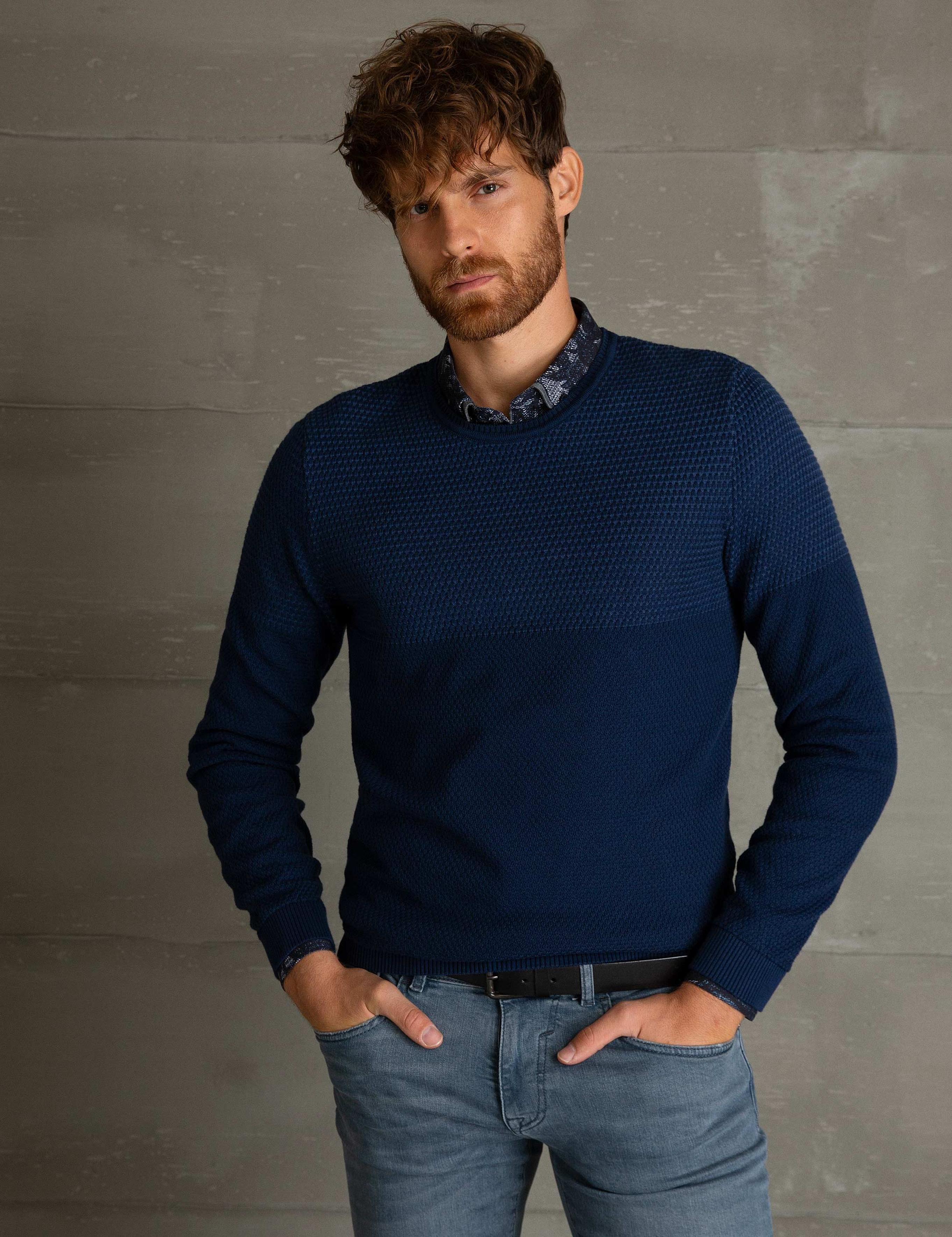 Lacivert Slim Fit Kazak