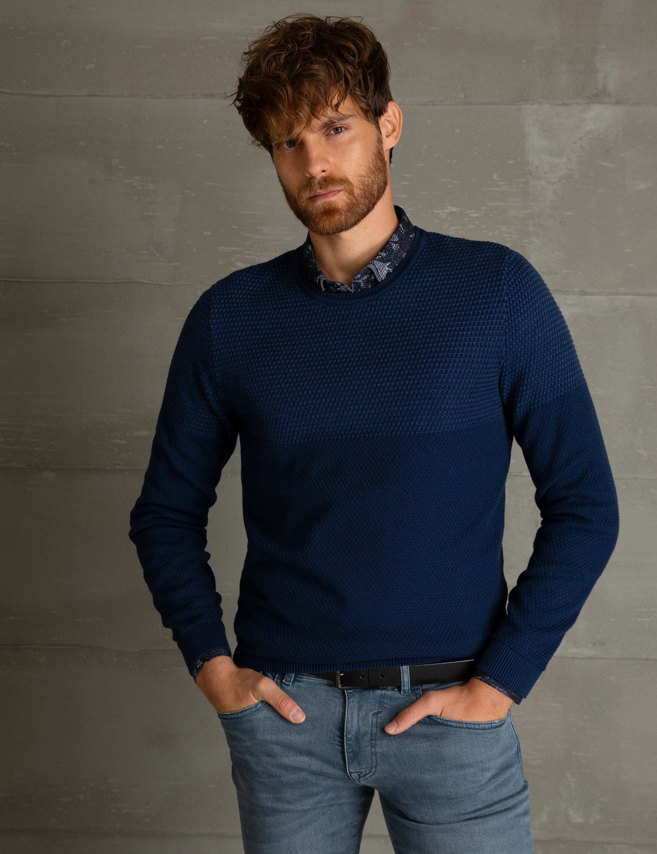 Lacivert Slim Fit Kazak