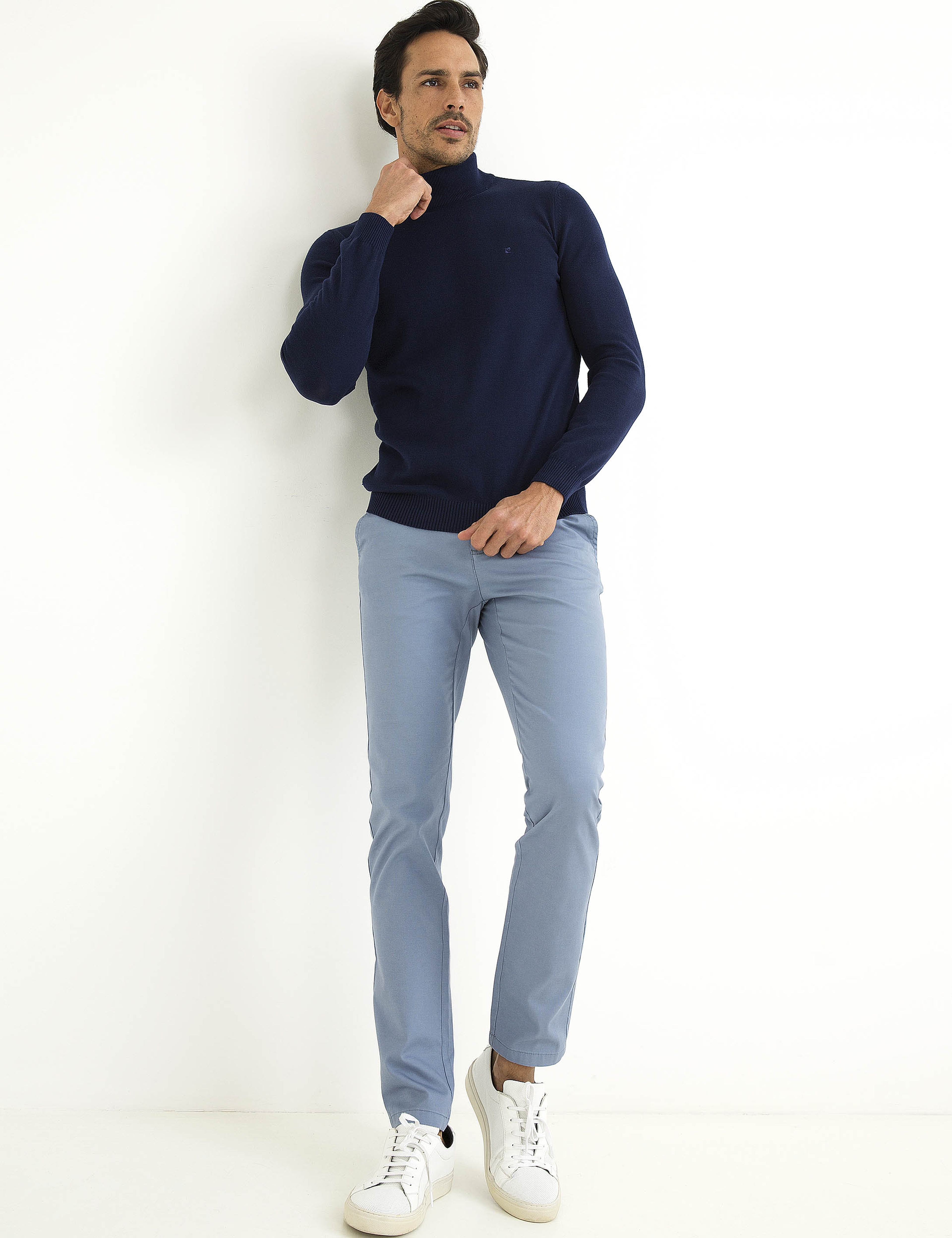 Lacivert Slim Fit Yarım Balıkçı Yaka Basic Triko Kazak - Image 2