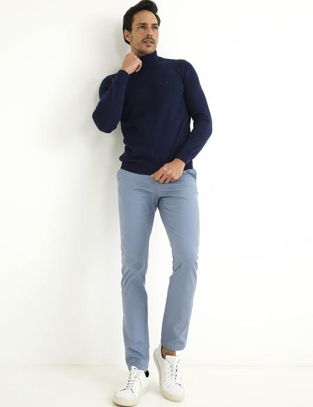 Lacivert Slim Fit Yarım Balıkçı Yaka Basic Triko Kazak - 50194207066