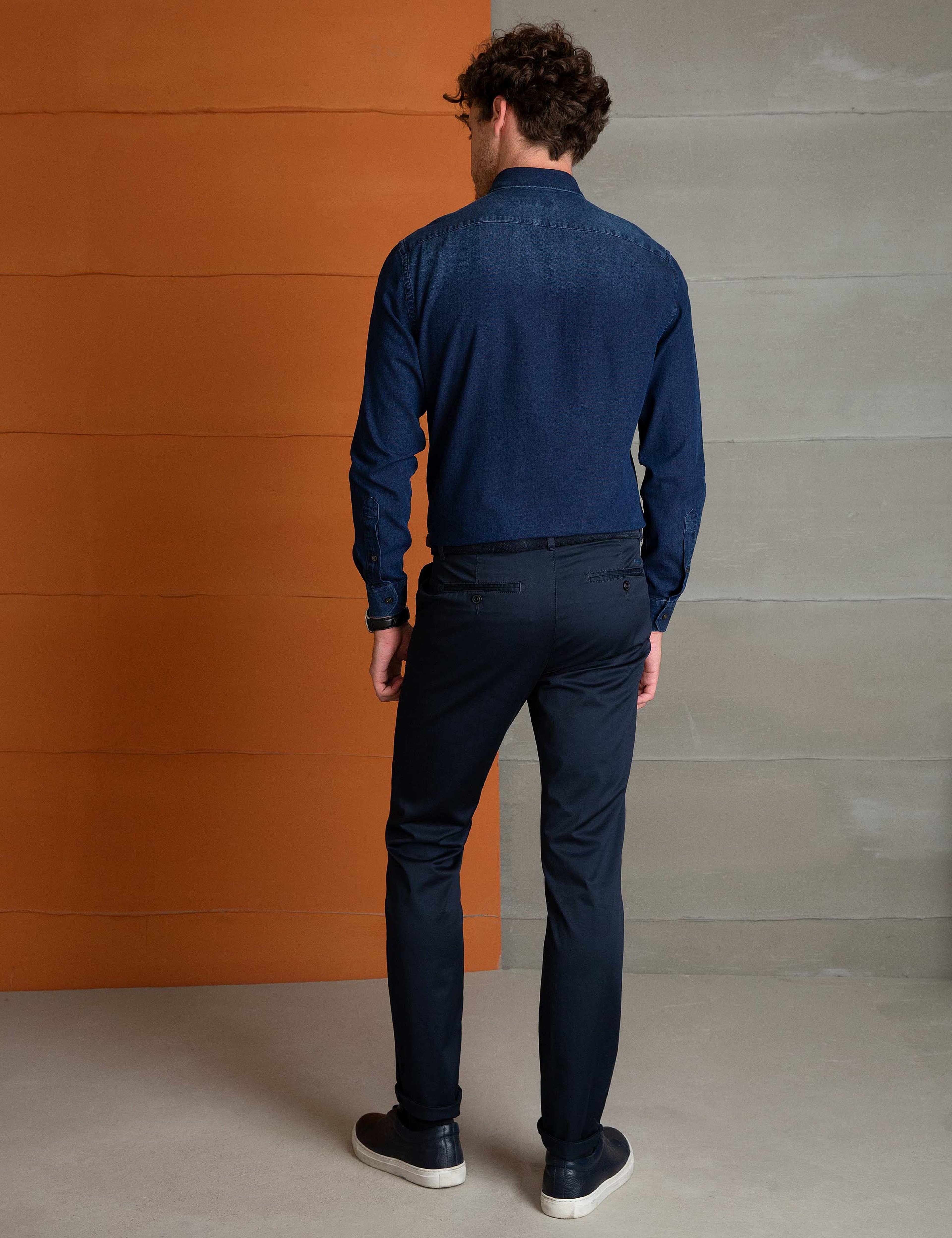Lacivert Slim Fit Chino Pantolon