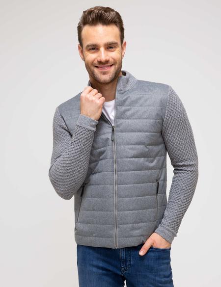 Açık Gri Melanj Standart Fit Triko Hırka - 50194745054