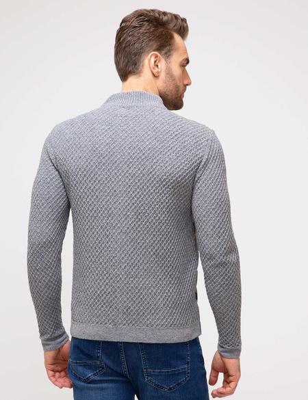 Açık Gri Melanj Standart Fit Triko Hırka - 50194745054