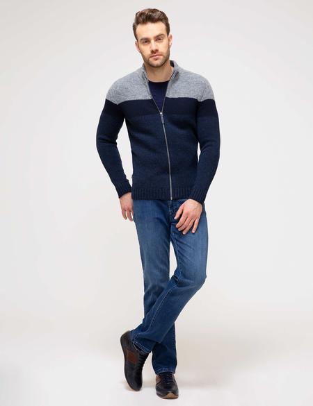 Lacivert Slim Fit Triko Hırka - 50194746014