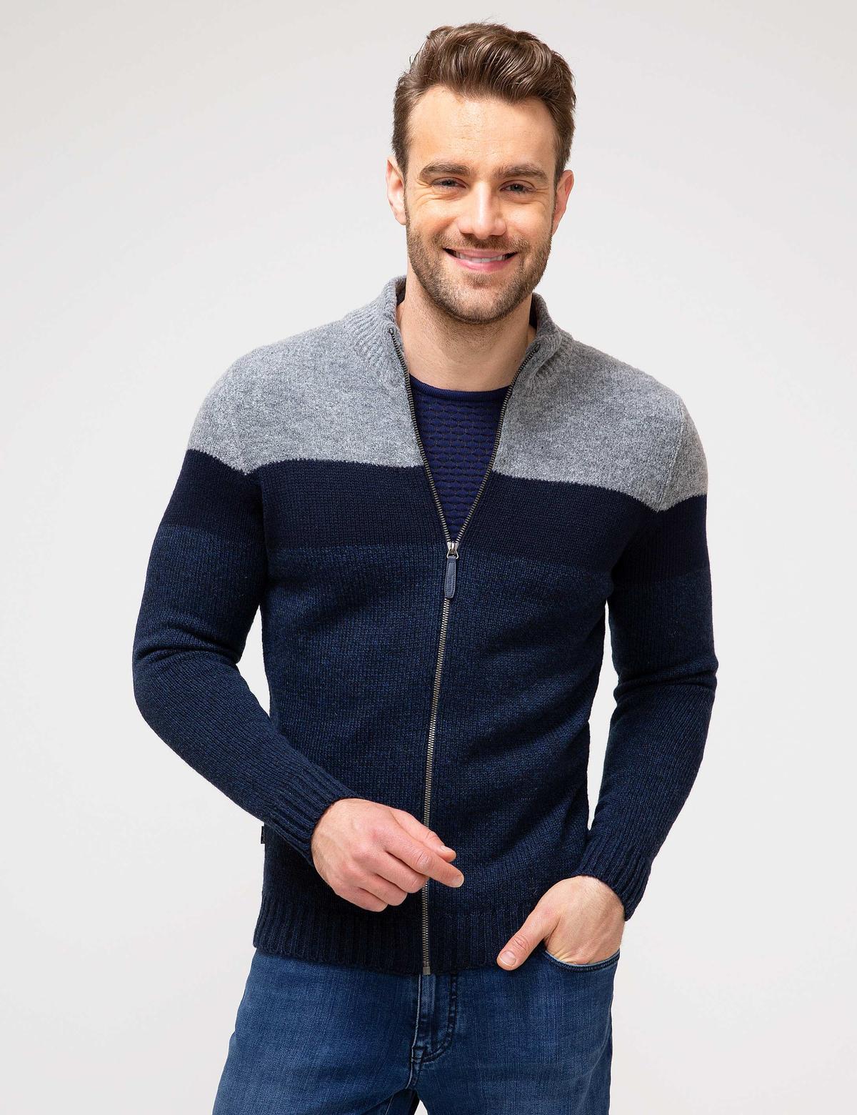 Lacivert Slim Fit Triko Hırka