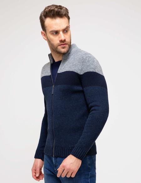 Lacivert Slim Fit Triko Hırka - 50194746014