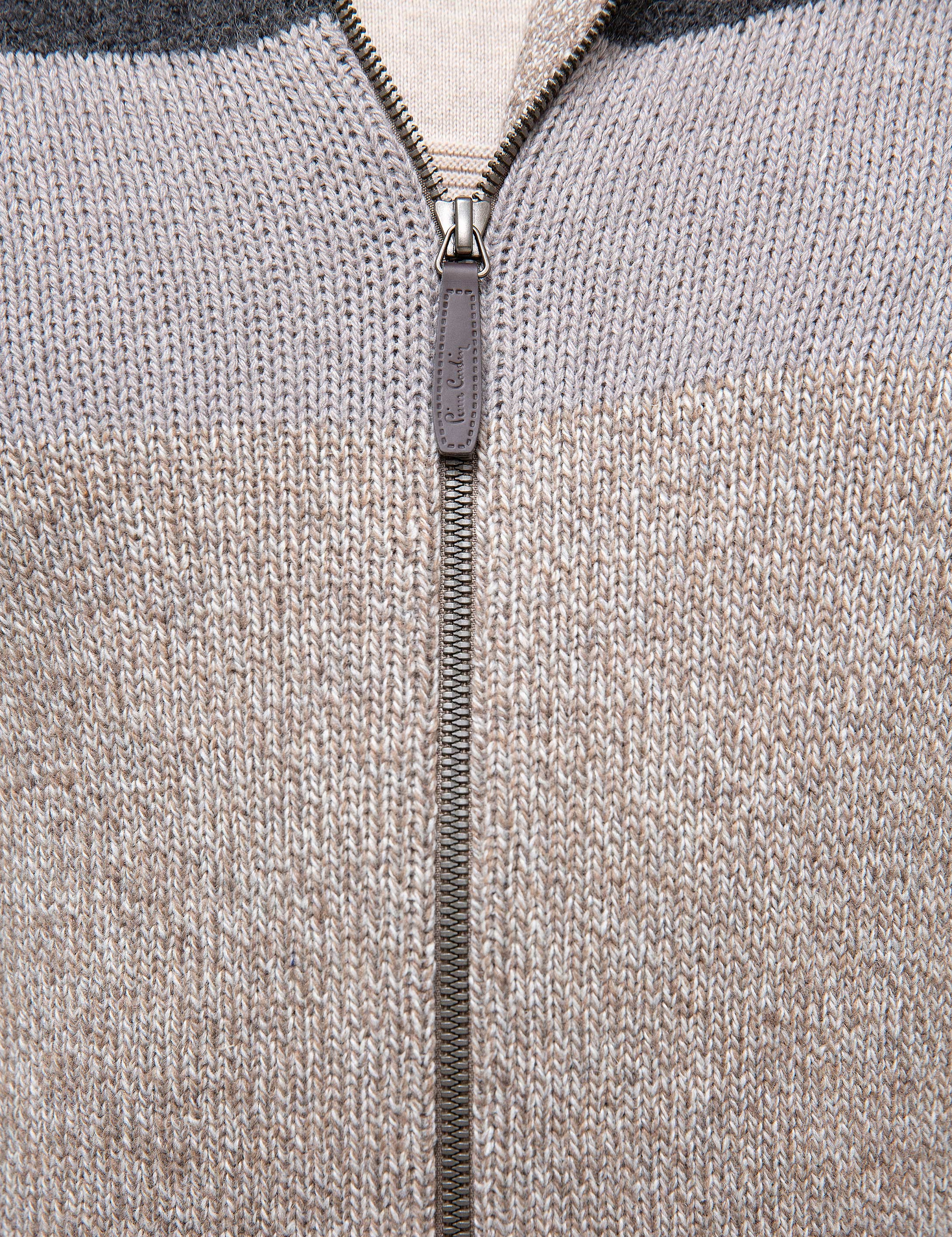 Bej Slim Fit Triko Hırka - Image 4