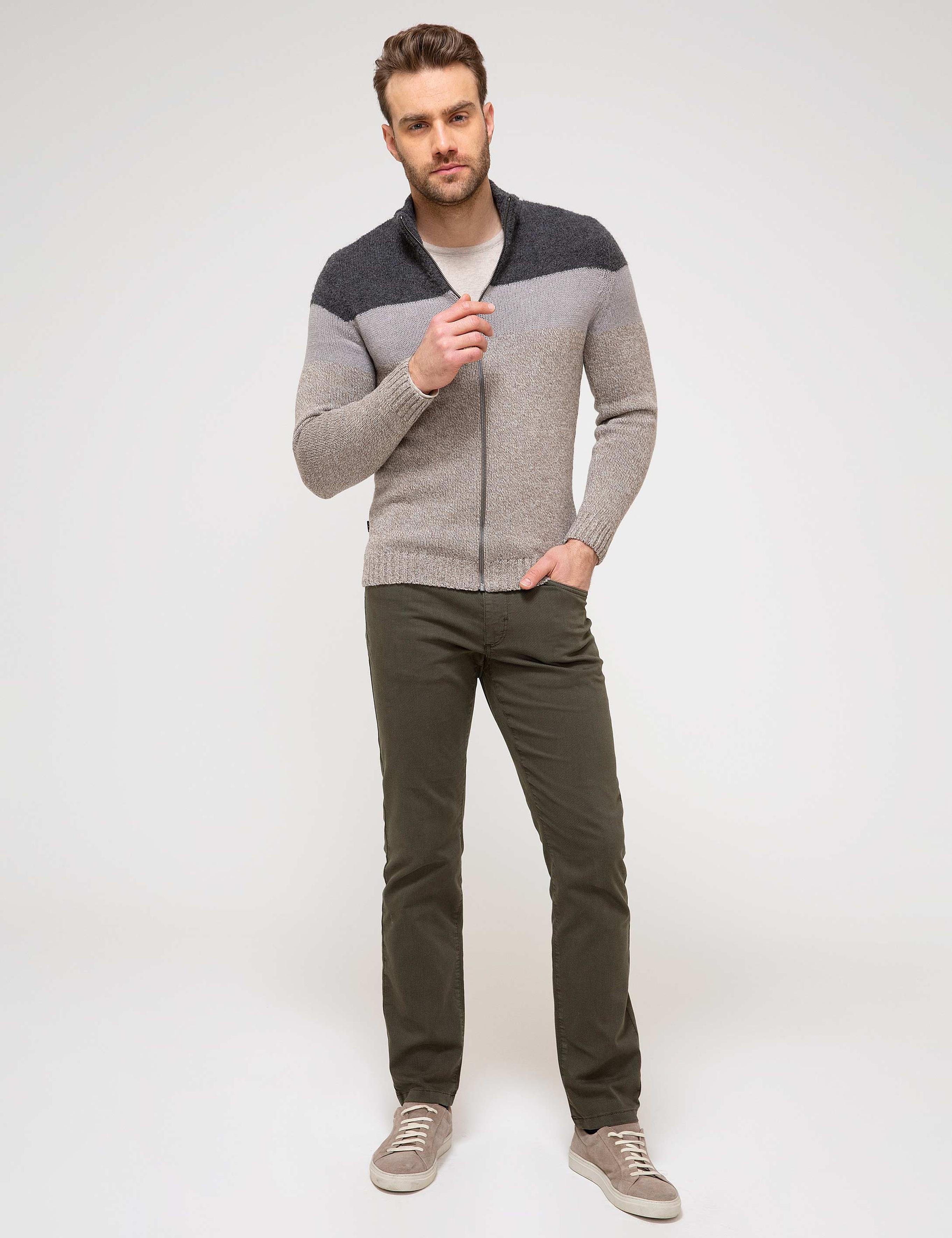 Bej Slim Fit Triko Hırka