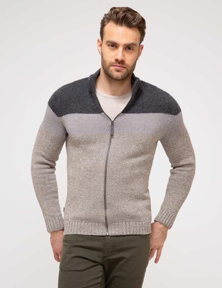 Bej Slim Fit Triko Hırka - 50194746064