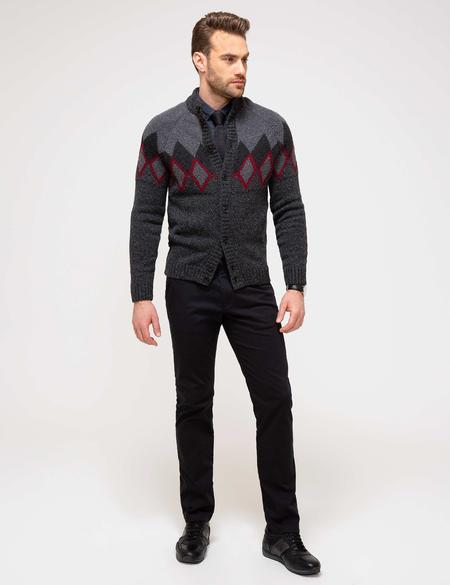 Antrasit Melanj Slim Fit Triko Hırka - 50194747034