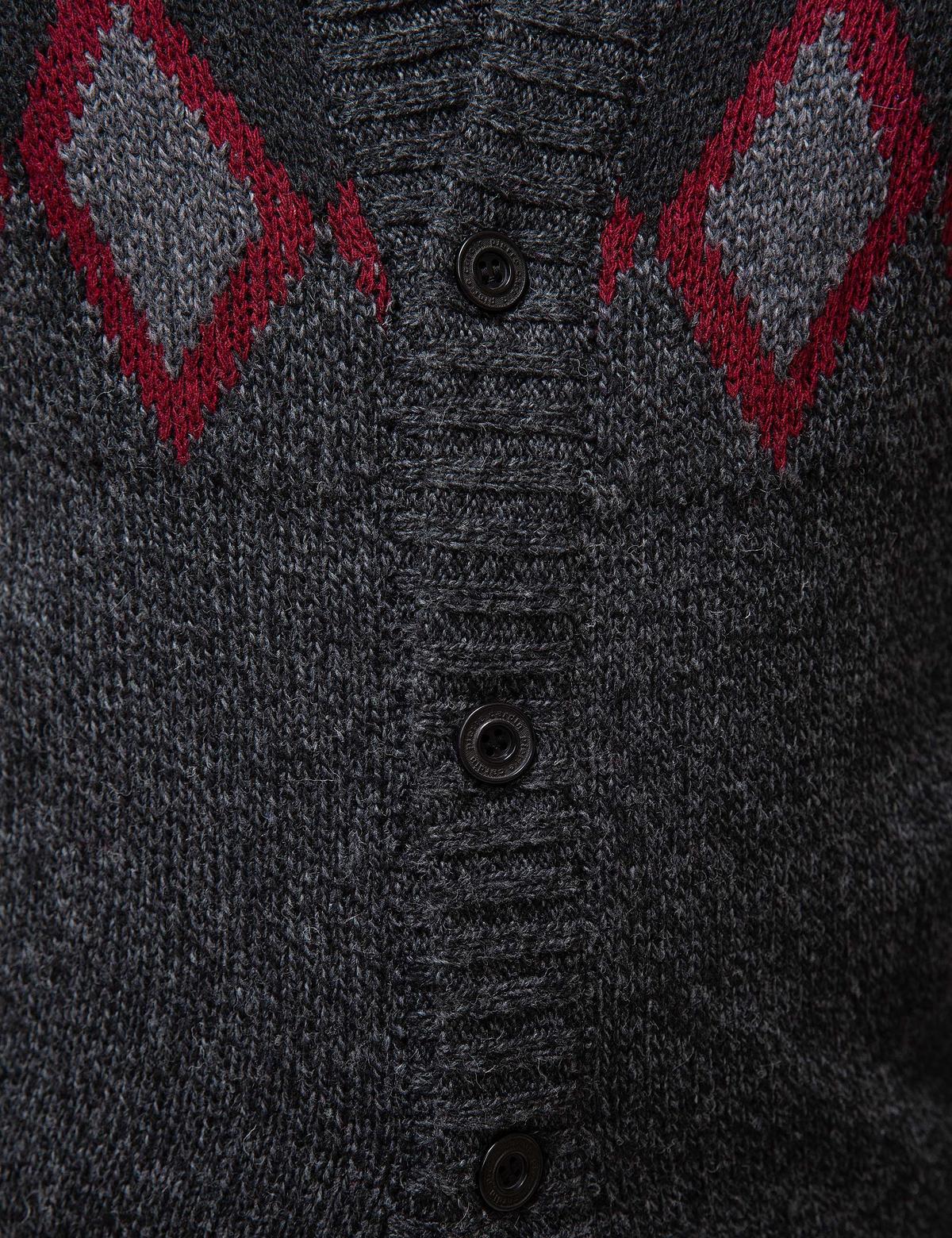 Antrasit Melanj Slim Fit Triko Hırka - 50194747034